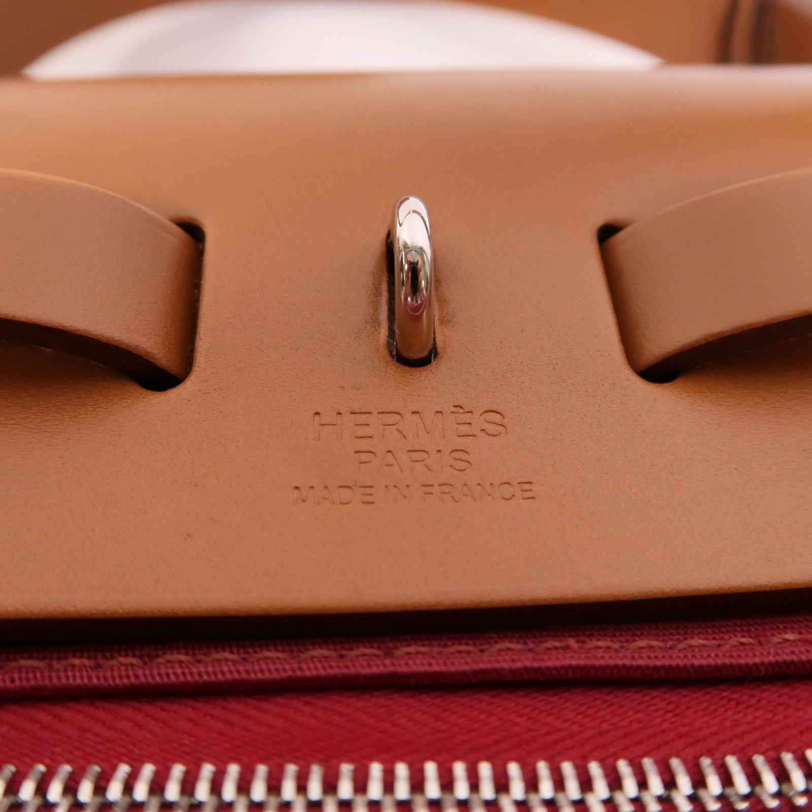 HERMES 【激減優惠】帆布Herbag PM手挽肩背兩用袋Bleu Izmir/Ruby