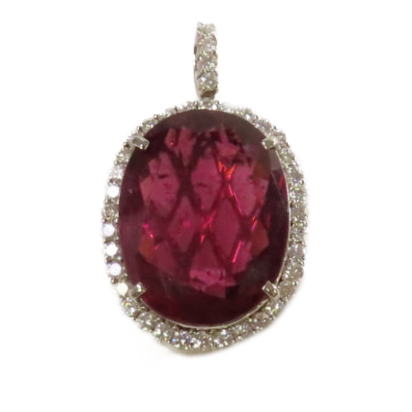 JEWELRY 【激減優惠】PT900鉑金/24.311ct紅碧璽/1.54ct鑽石Rubellite Pendant Top吊墜頭扣