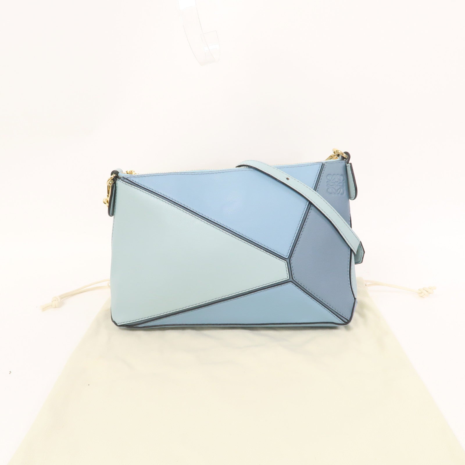 LOEWE 牛皮皮革Puzzle Pochette Bag金扣肩背袋藍色