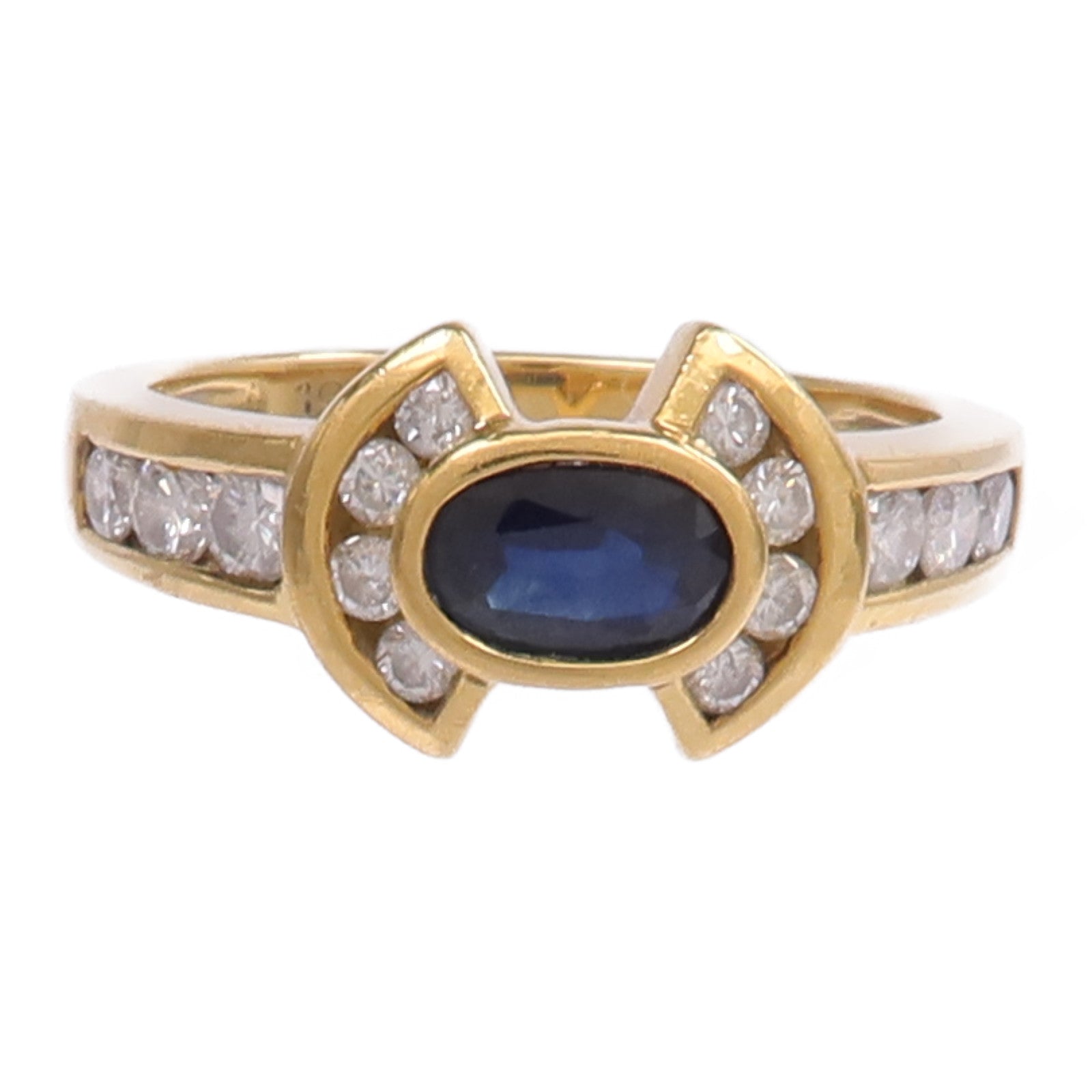 JEWELRY 【激減優惠】18K黃金Sapphire Diamond Ring藍寶石/鑽石戒指US#6.25