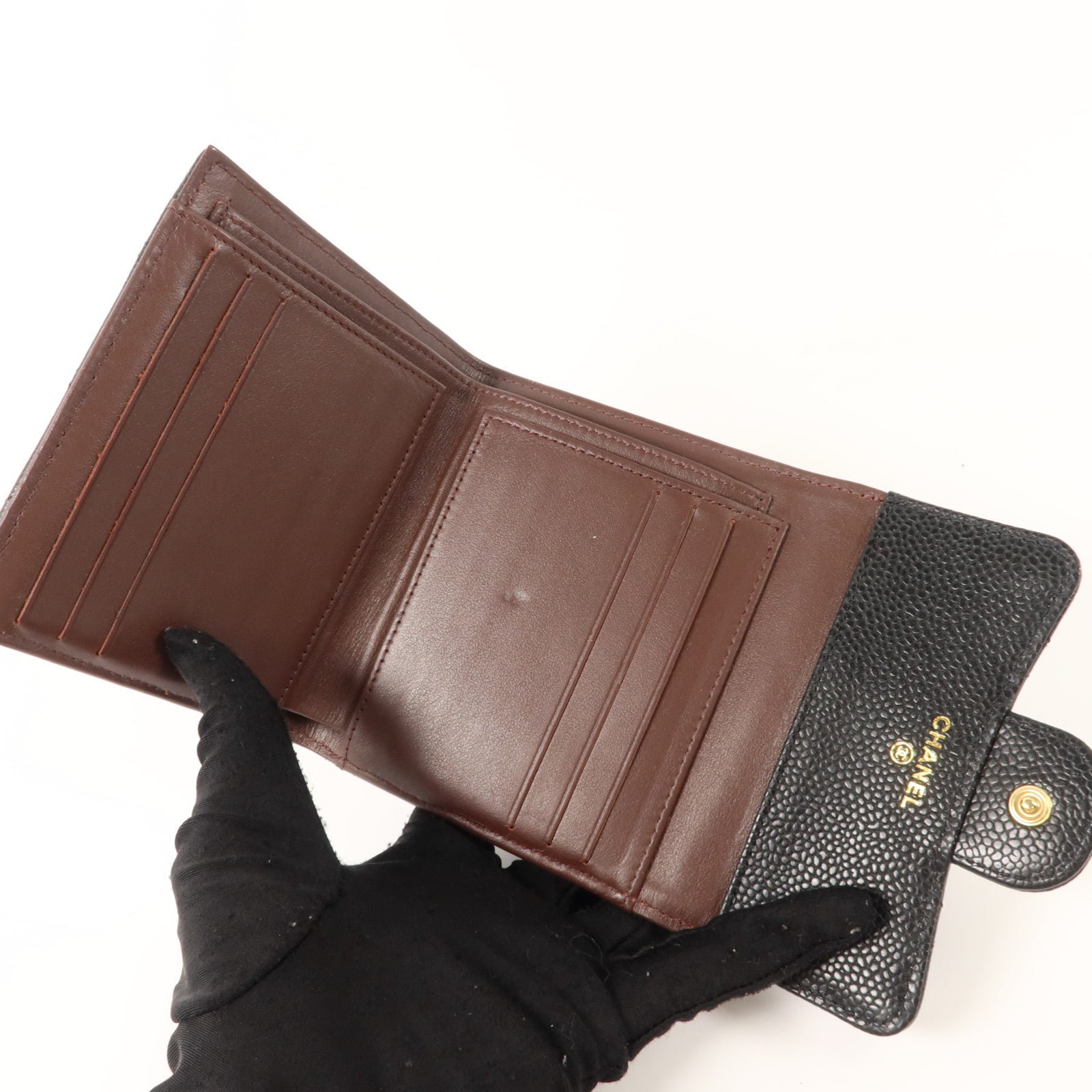 CHANEL 牛皮皮革Classic Small Flap Wallet金扣錢包