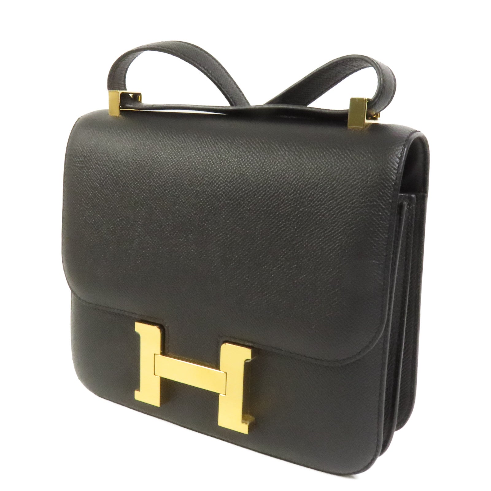 HERMES Epsom皮革Constance 24金扣肩背袋Noir