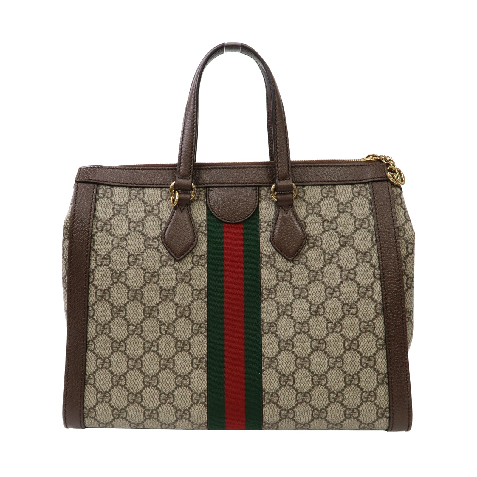 GUCCI 塗層帆布Ophidia Medium Tote Bag金扣手挽肩背兩用袋啡色