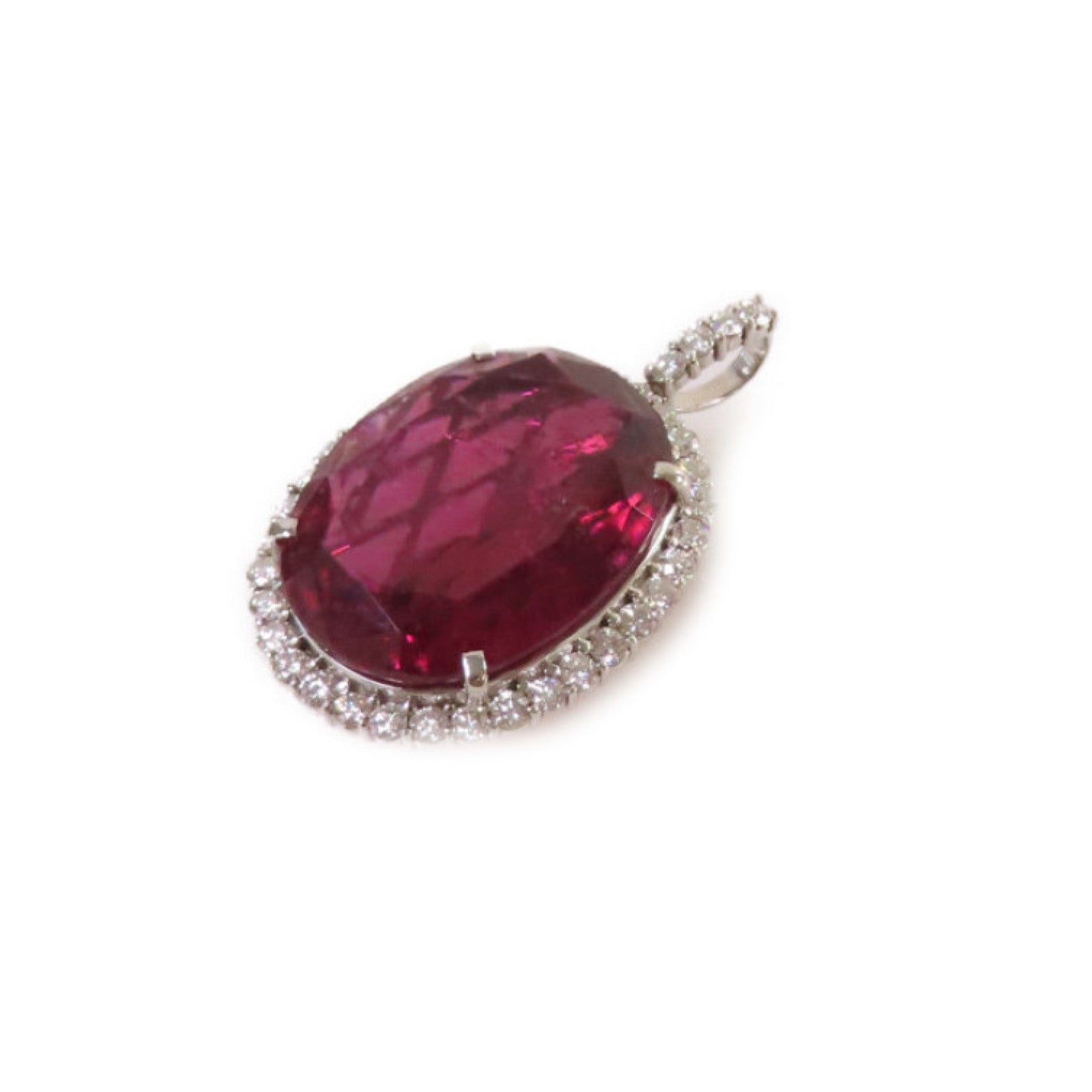 JEWELRY 【激減優惠】PT900鉑金/24.311ct紅碧璽/1.54ct鑽石Rubellite Pendant Top吊墜頭扣