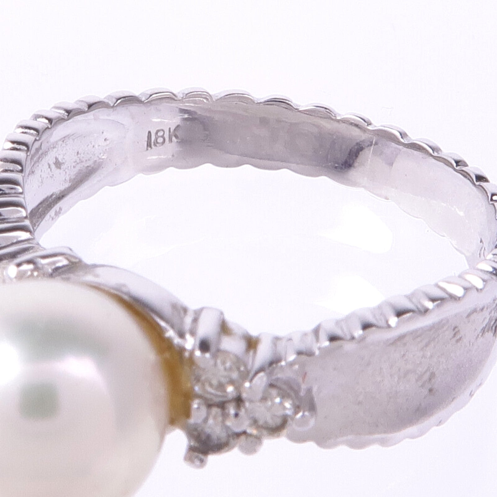 JEWELRY 18K白金Pearl Diamond Ring珍珠/鑽石戒指US#6.5