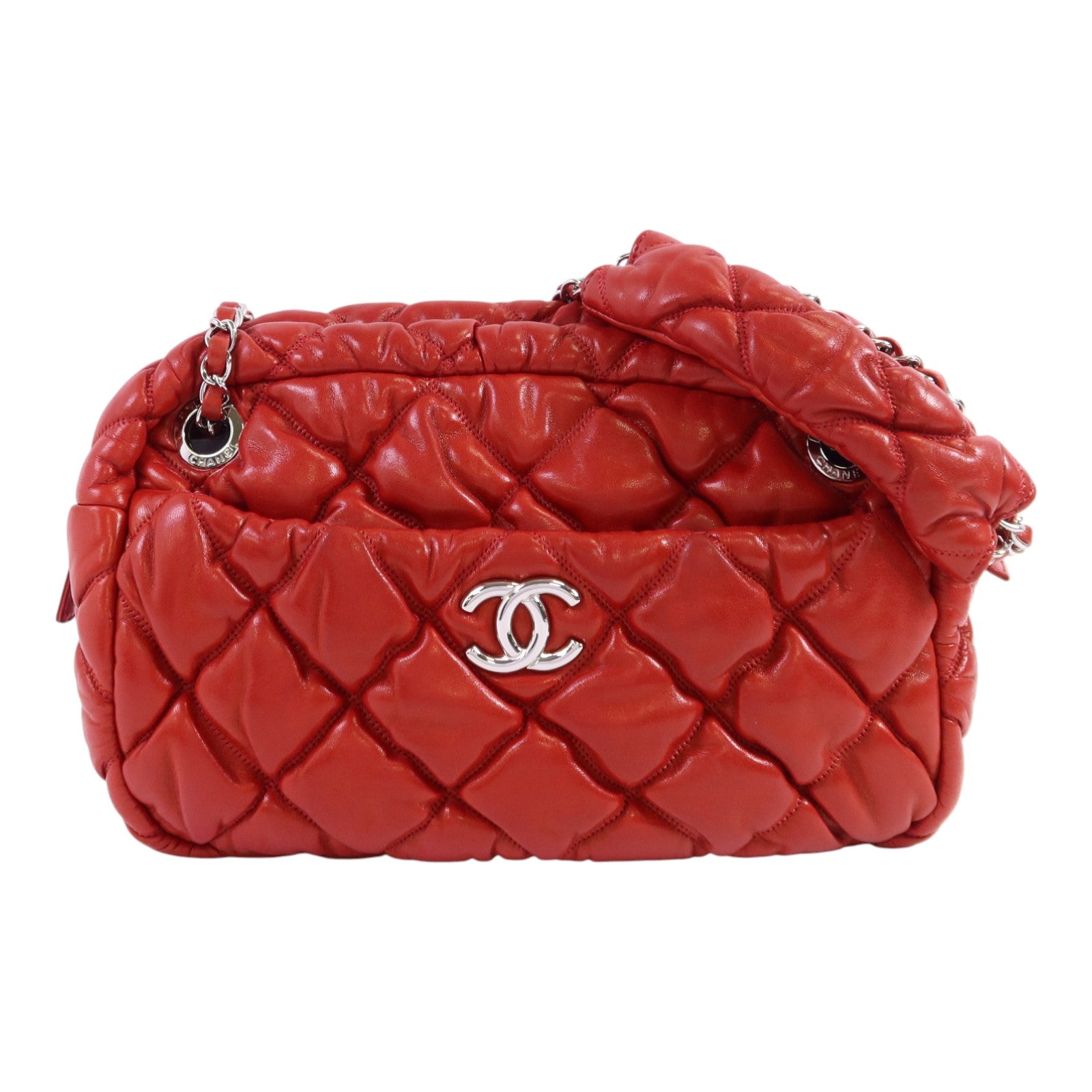 CHANEL 羊皮皮革Chain Shoulder銀扣鏈帶肩背袋