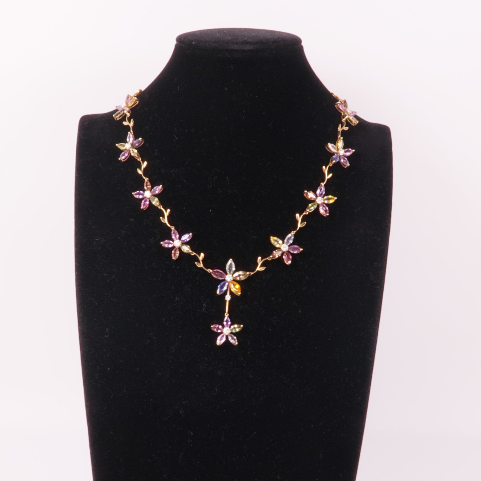 JEWELRY 18K玫瑰金Diamond Color Stone Necklace鑽石項鍊