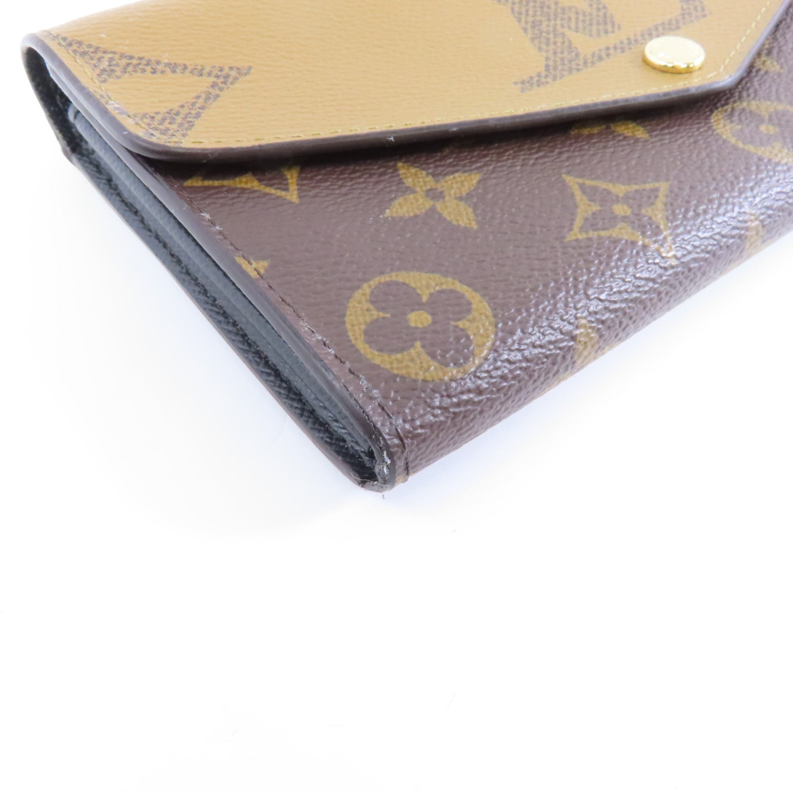 LOUIS VUITTON Monogram Giant Reverse Sarah Wallet金扣長錢包棕色