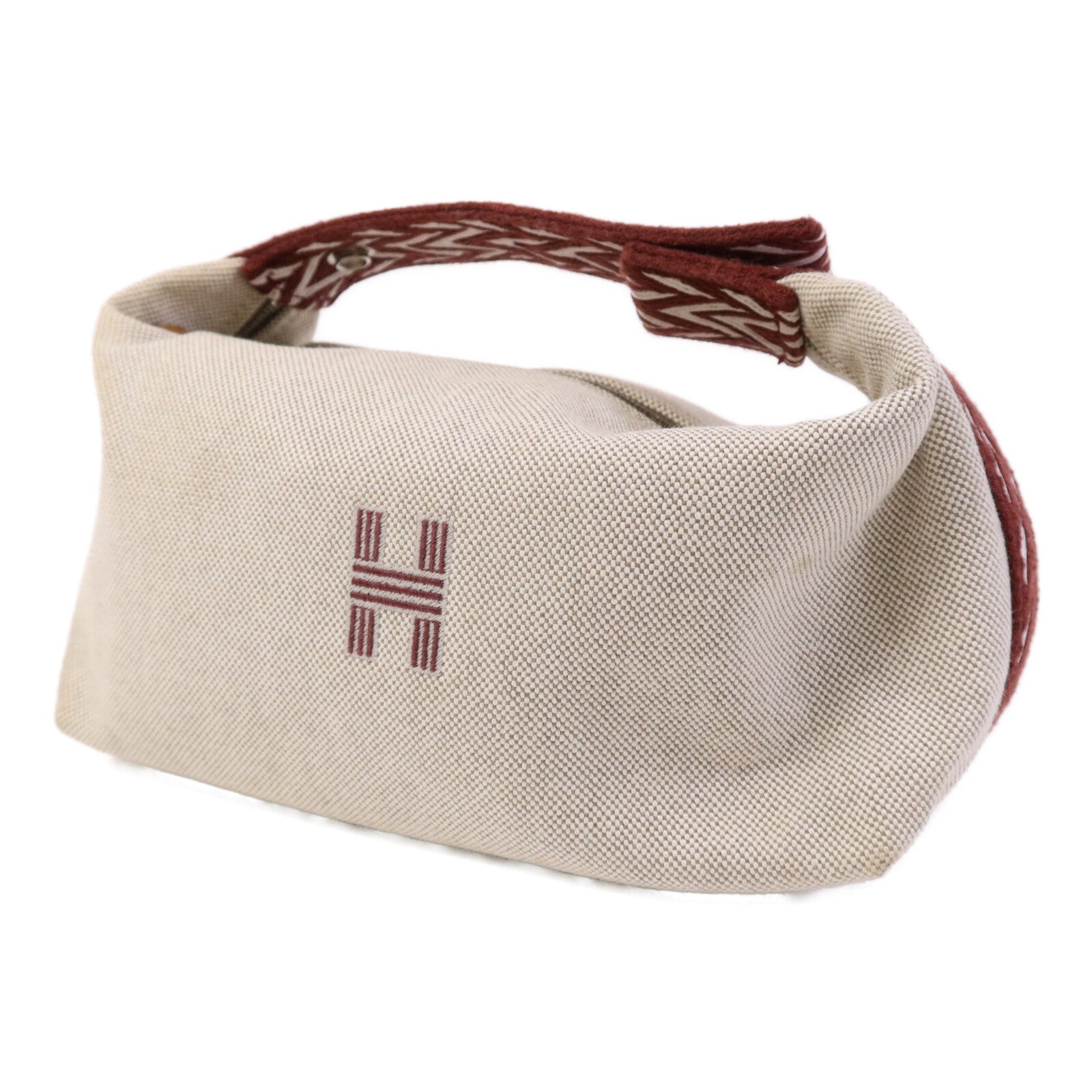 HERMES 帆布Bride A Brac GM銀扣手挽袋