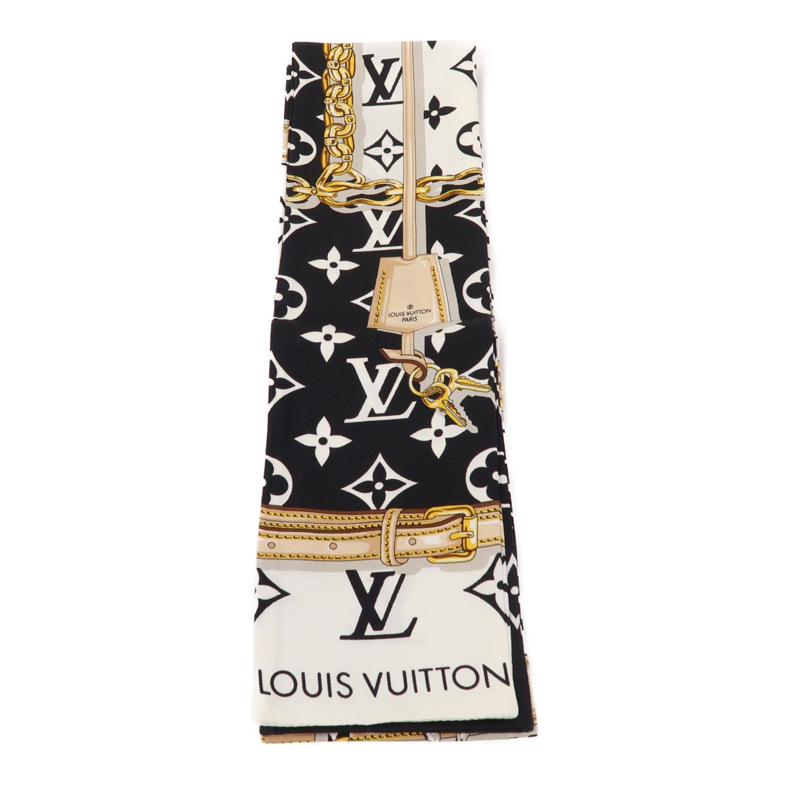 LOUIS VUITTON 絲質Scarf絲巾黑色/白色