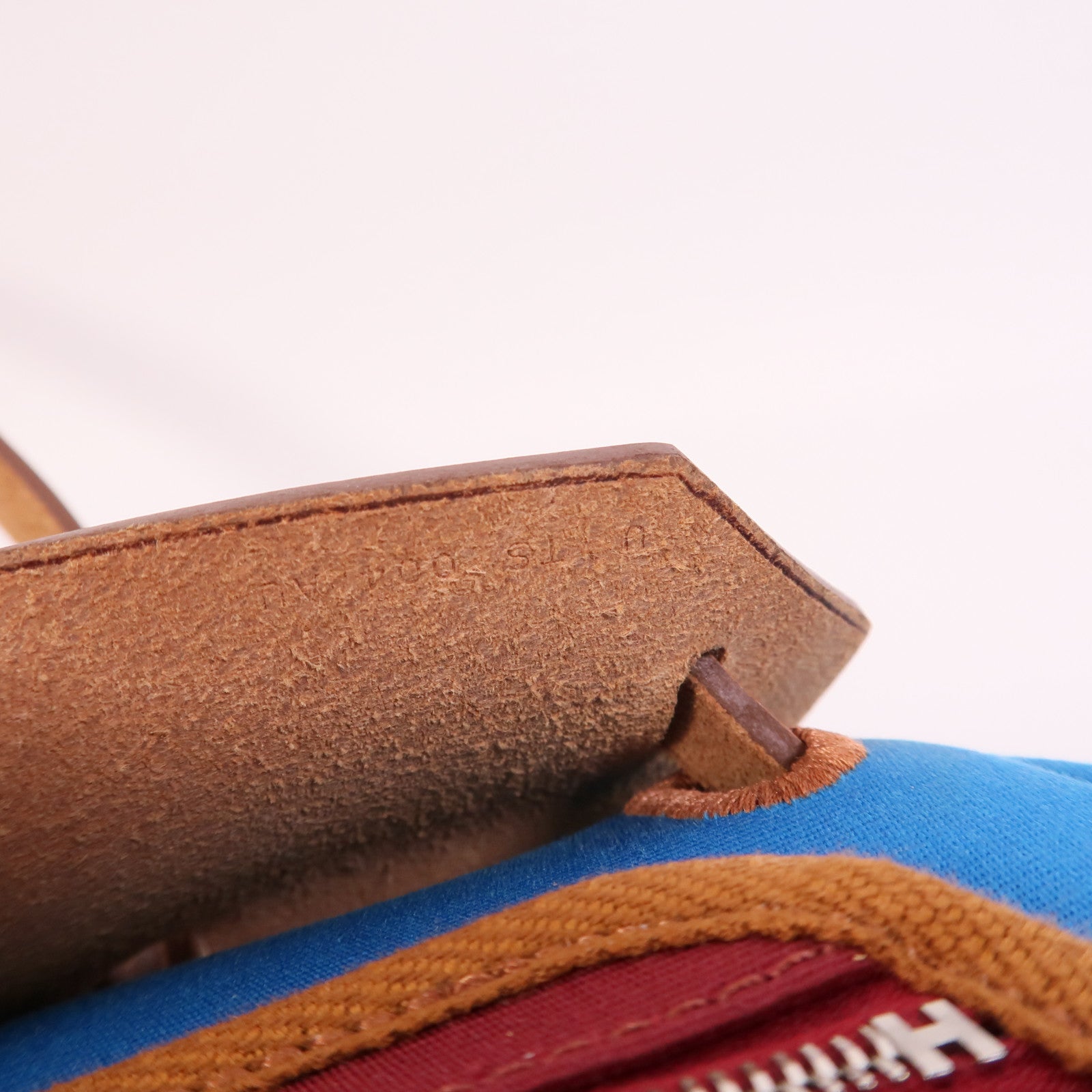HERMES 【激減優惠】帆布Herbag PM手挽肩背兩用袋Bleu Izmir/Ruby