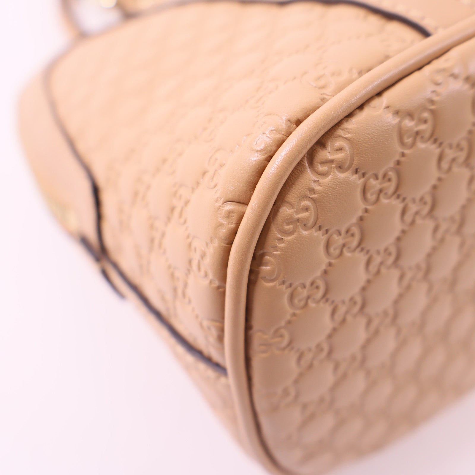 GUCCI 牛皮皮革Mini Dome金扣手挽肩背兩用袋棕色