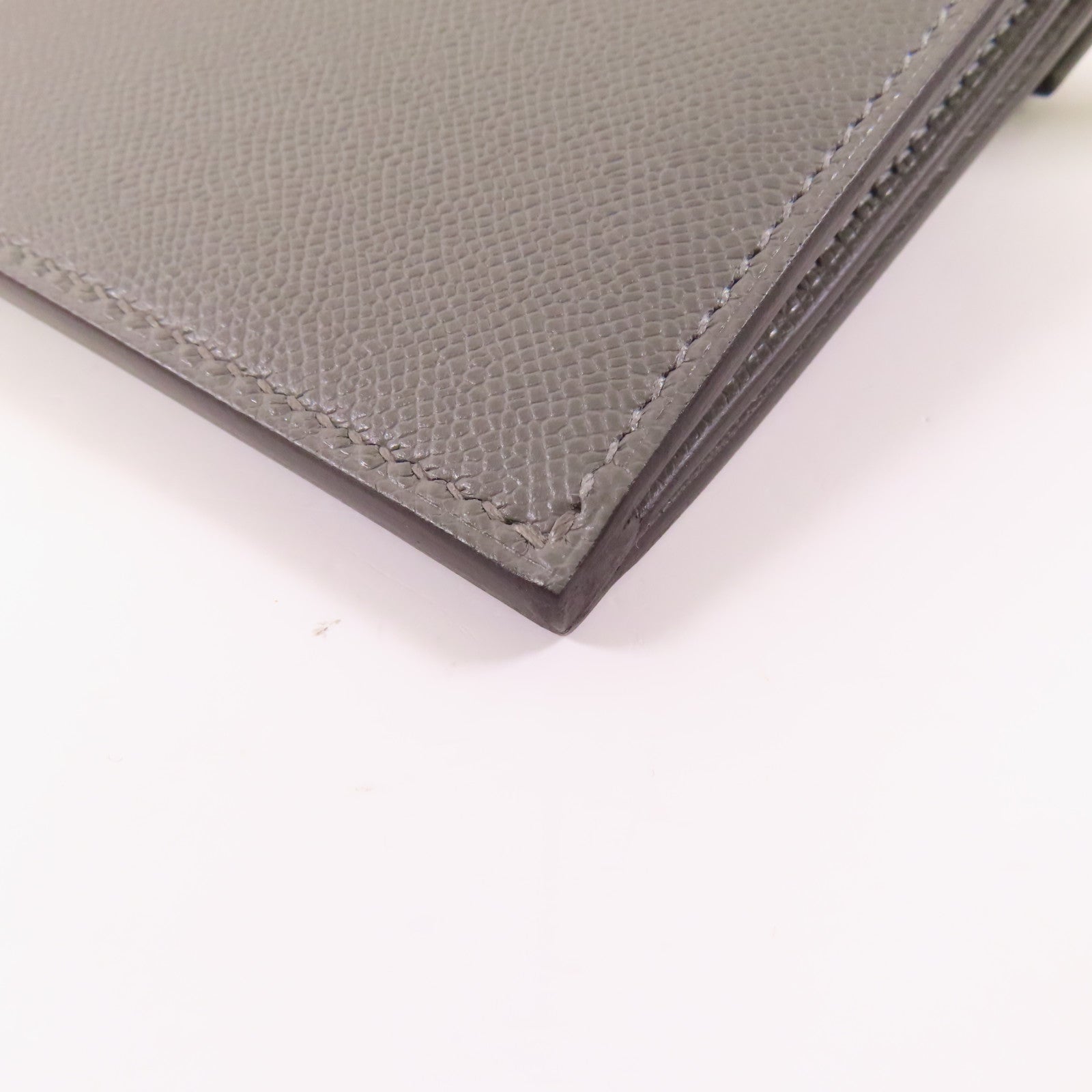 HERMES Madame皮革Kelly Pocket Long Wallet銀扣長錢包Gris Meyer