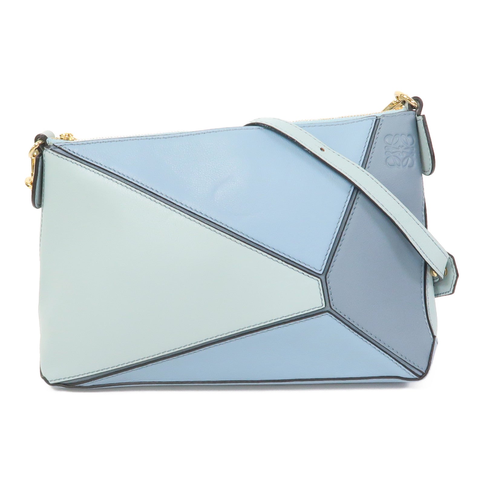 LOEWE 牛皮皮革Puzzle Pochette Bag金扣肩背袋藍色