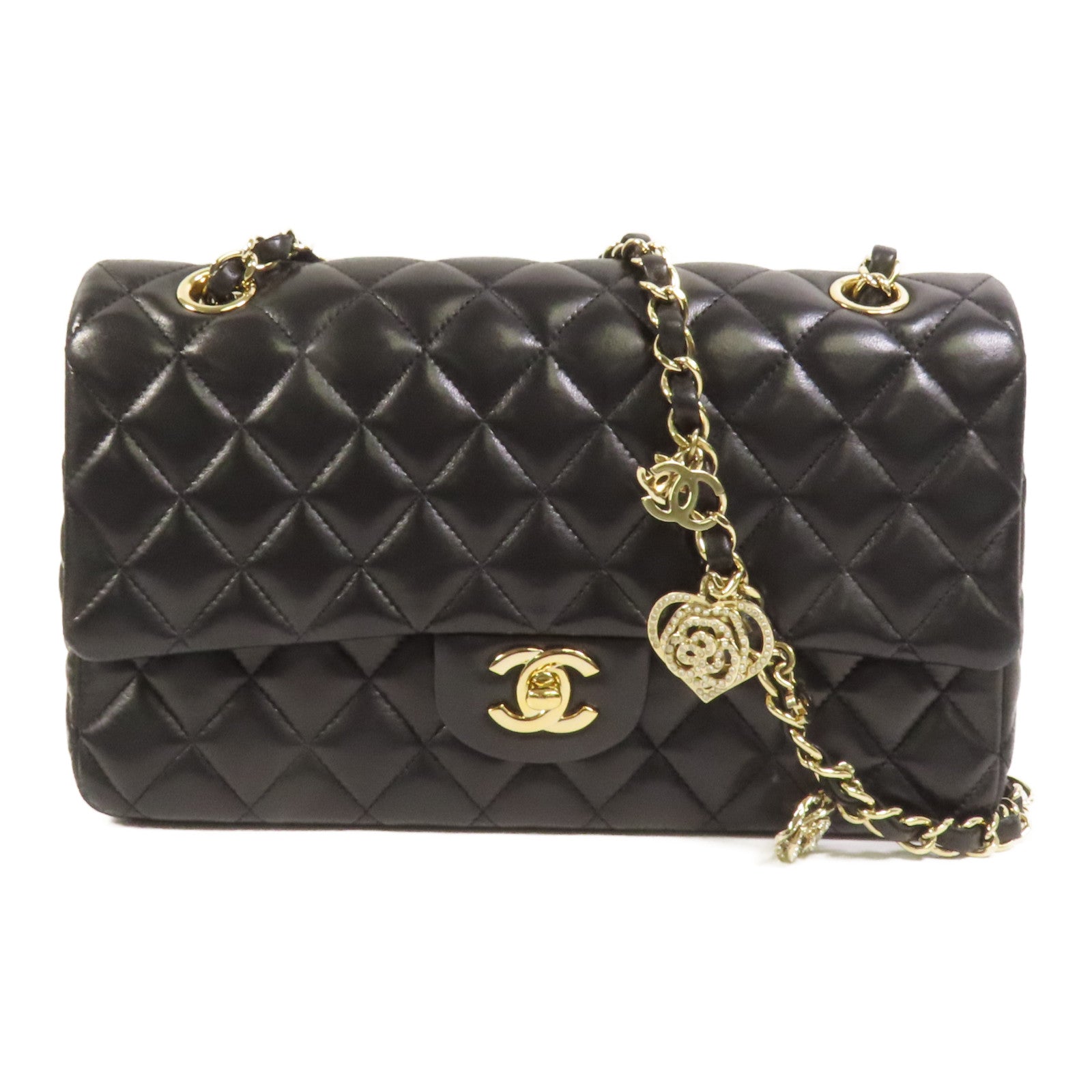 CHANEL 羊皮皮革Chain Shoulder金扣鏈帶肩背袋