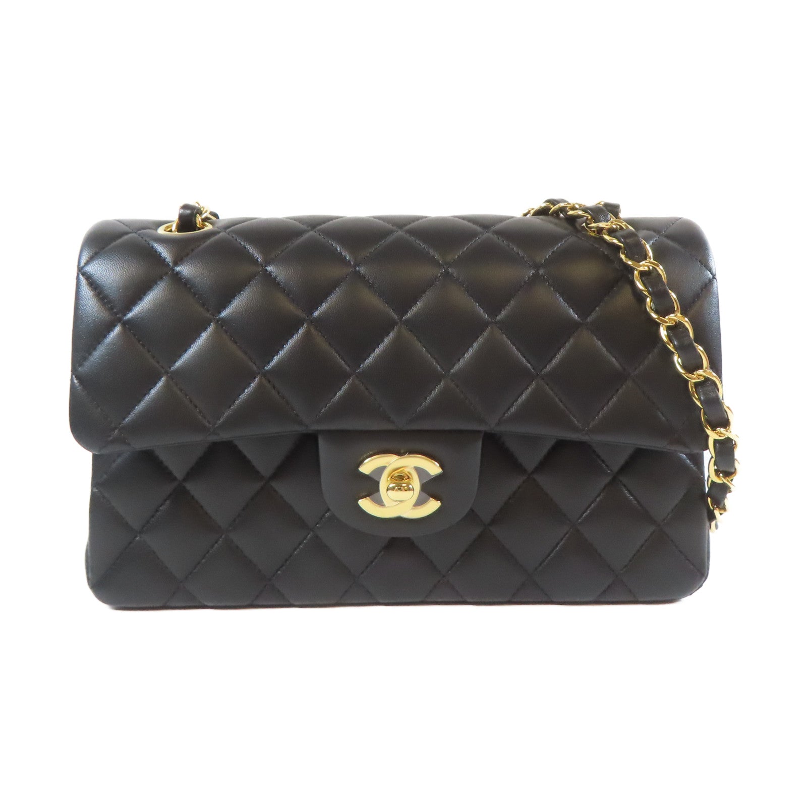 CHANEL 【激減優惠】菱格羊皮皮革Classic Flap 23cm金扣鏈帶肩背袋黑色