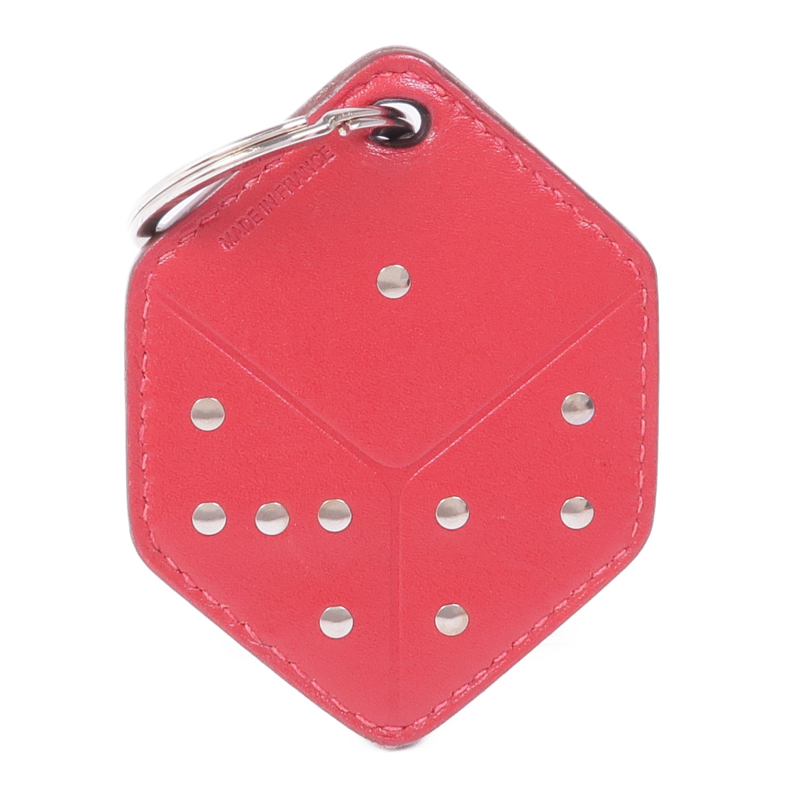 HERMES Swift皮革Charm銀扣掛飾Red