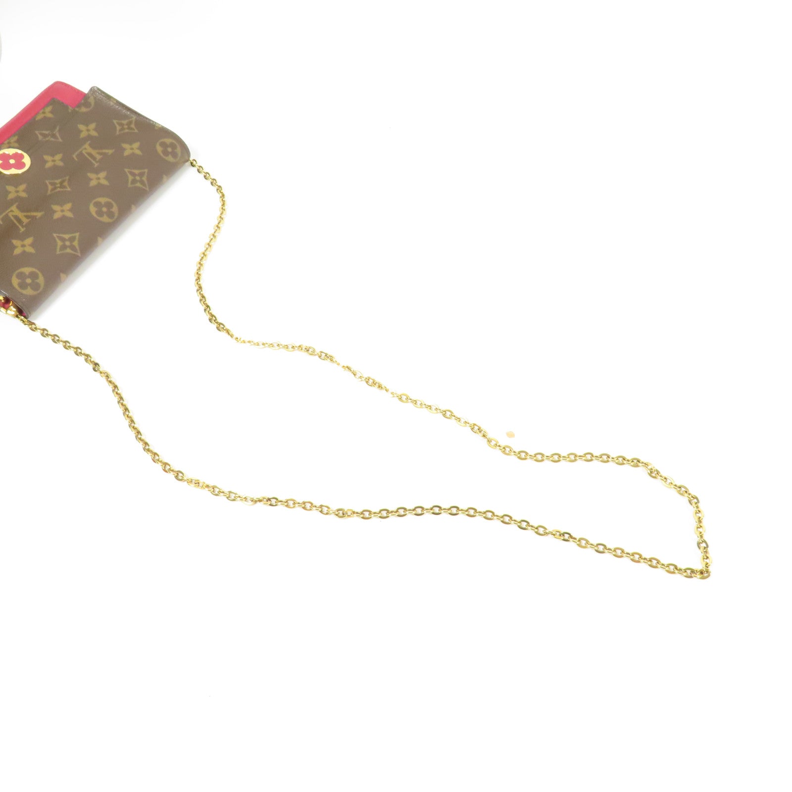 LOUIS VUITTON 【激減優惠】Monogram Portefeuille Flore金扣鏈帶肩背袋