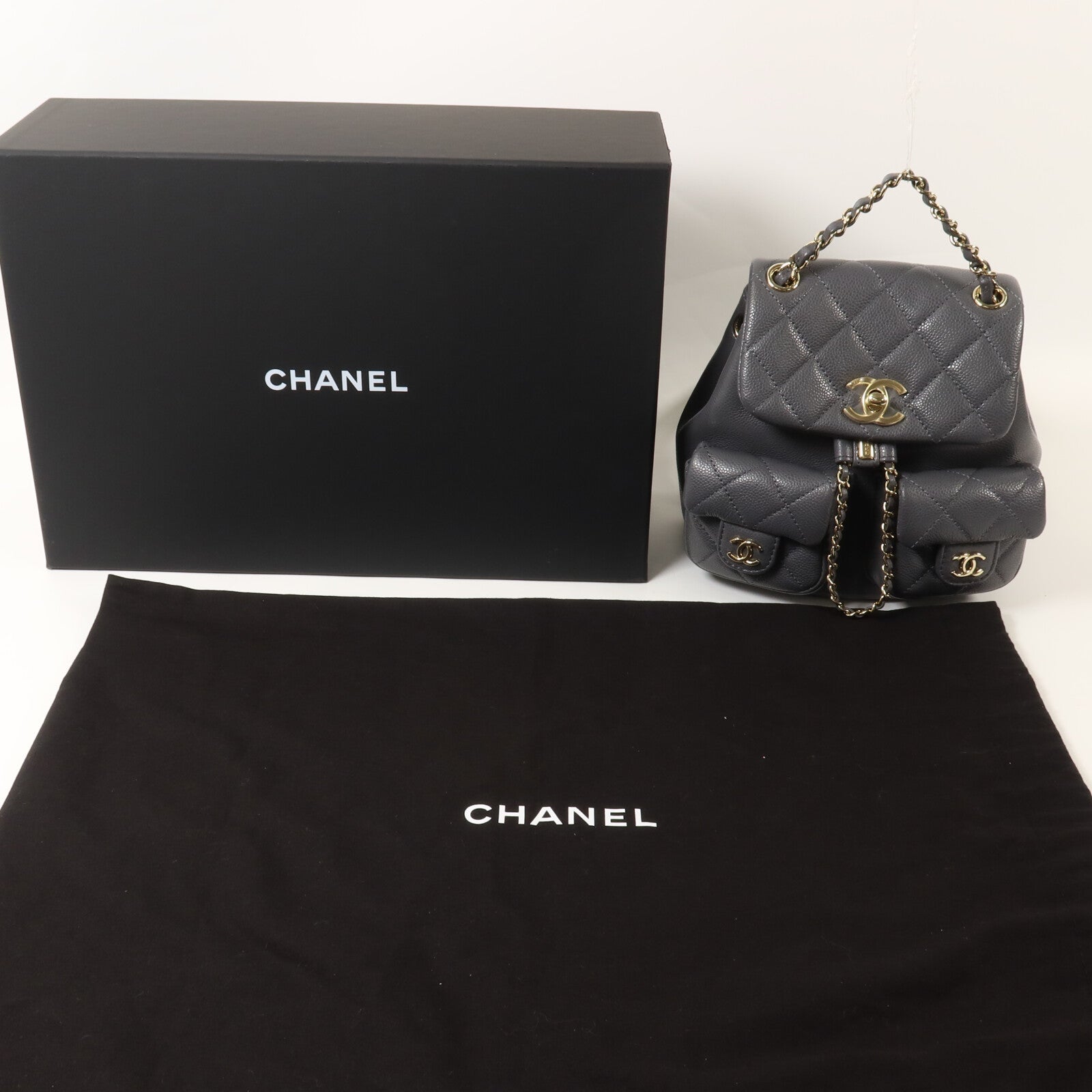 CHANEL 牛皮皮革Duma Mini鏈帶背包