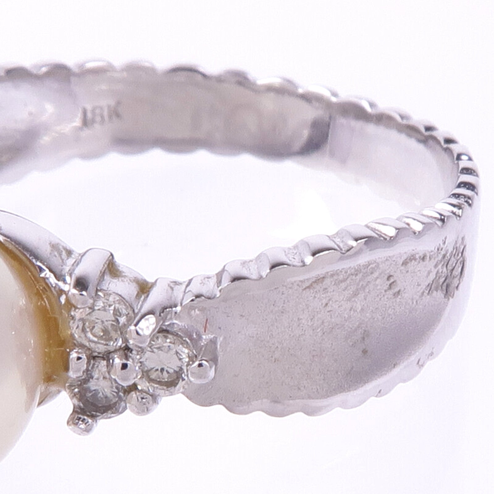 JEWELRY 18K白金Pearl Diamond Ring珍珠/鑽石戒指US#6.5