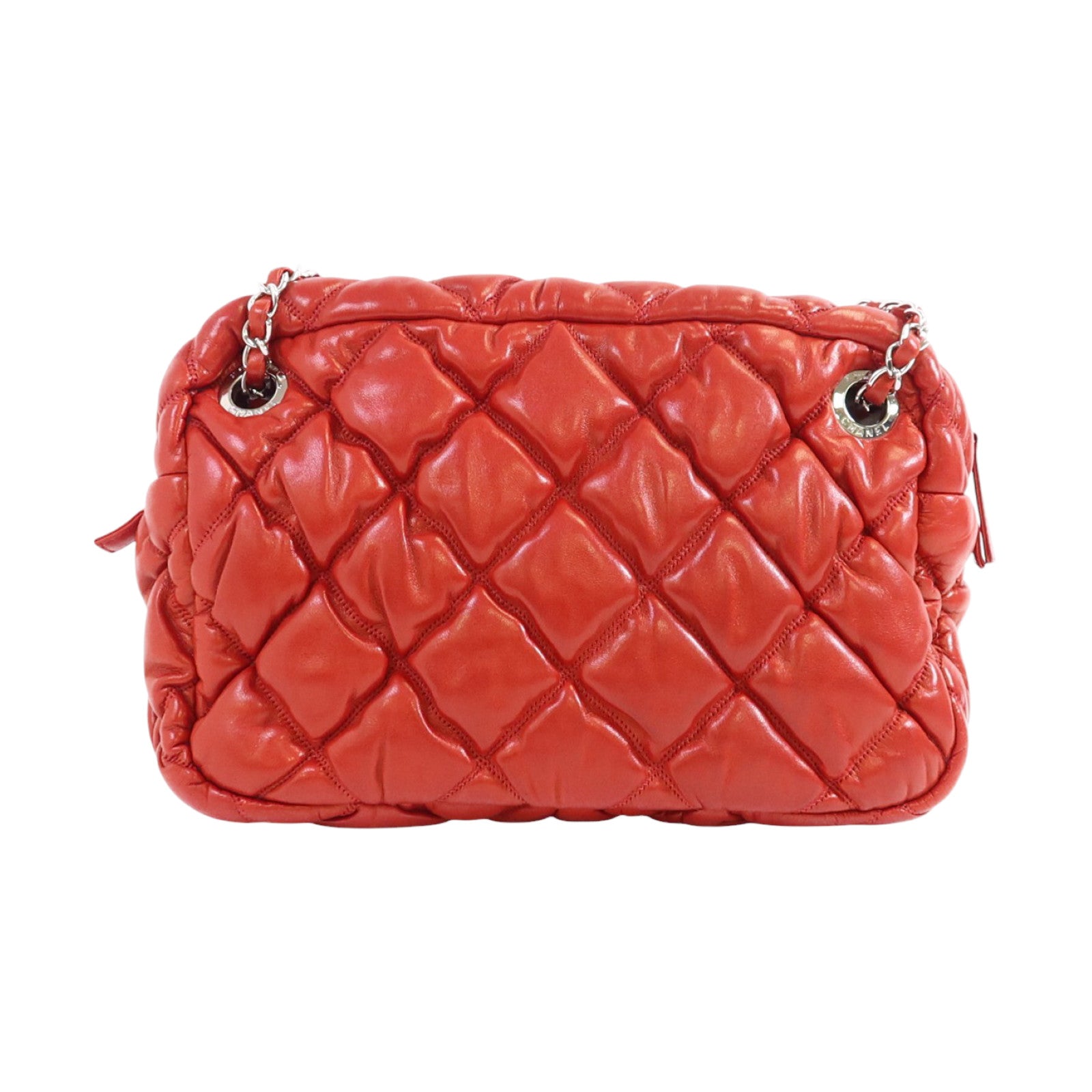 CHANEL 羊皮皮革Chain Shoulder銀扣鏈帶肩背袋