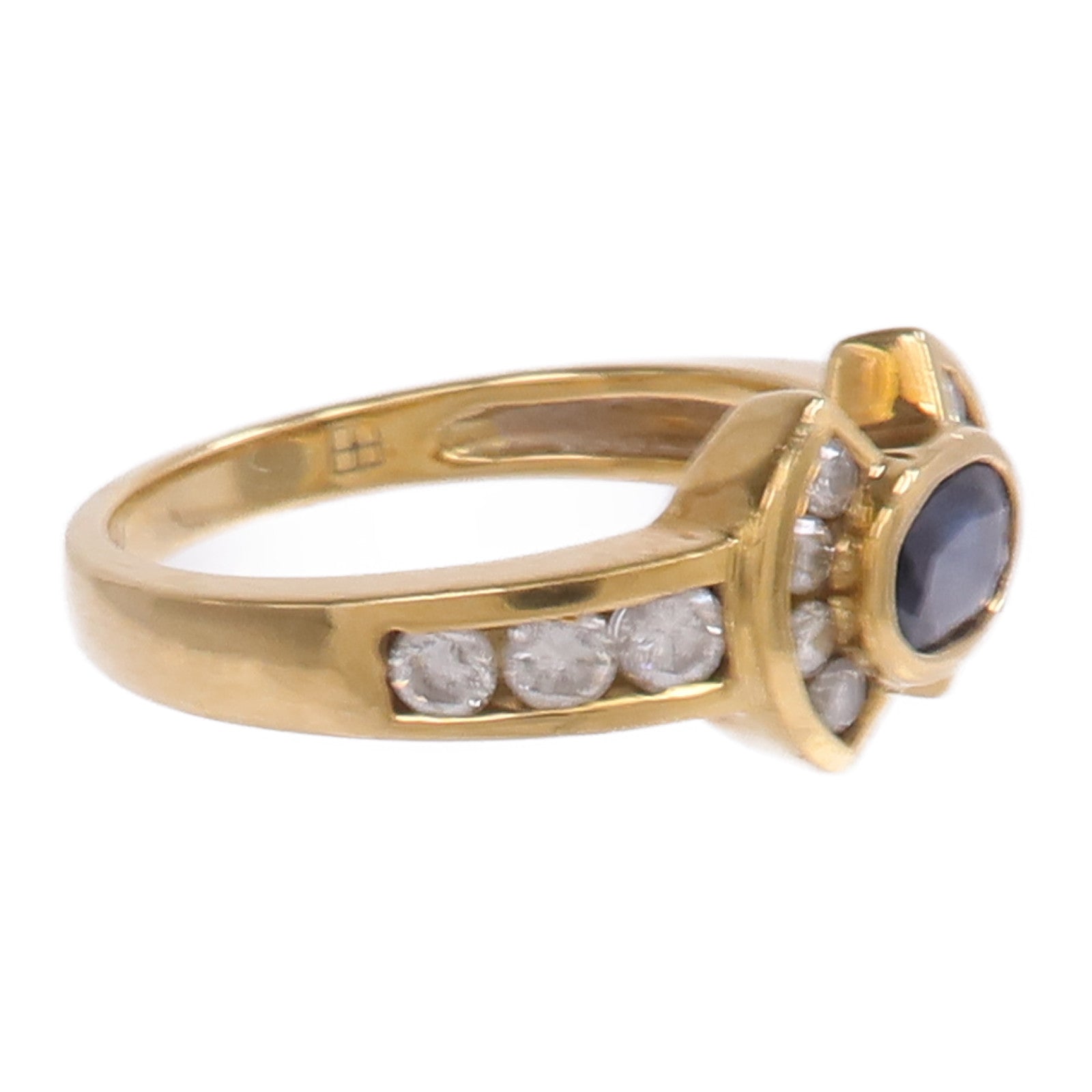 JEWELRY 【激減優惠】18K黃金Sapphire Diamond Ring藍寶石/鑽石戒指US#6.25