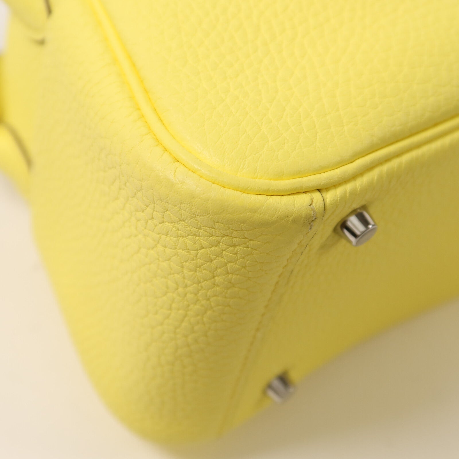 HERMES Clemence皮革Mini Lindy銀扣手挽肩背兩用袋Lime