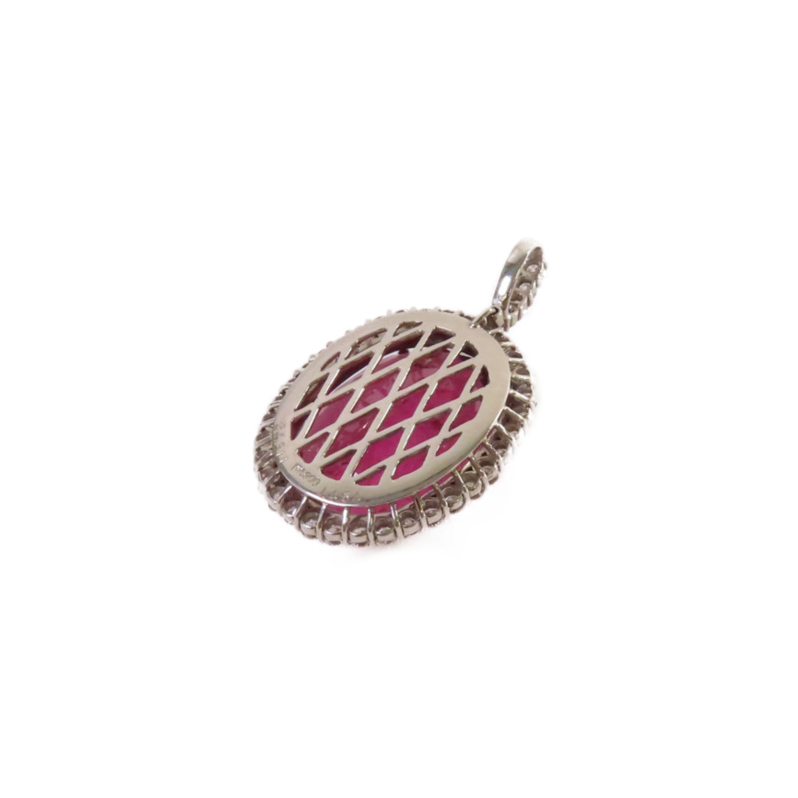 JEWELRY 【激減優惠】PT900鉑金/24.311ct紅碧璽/1.54ct鑽石Rubellite Pendant Top吊墜頭扣