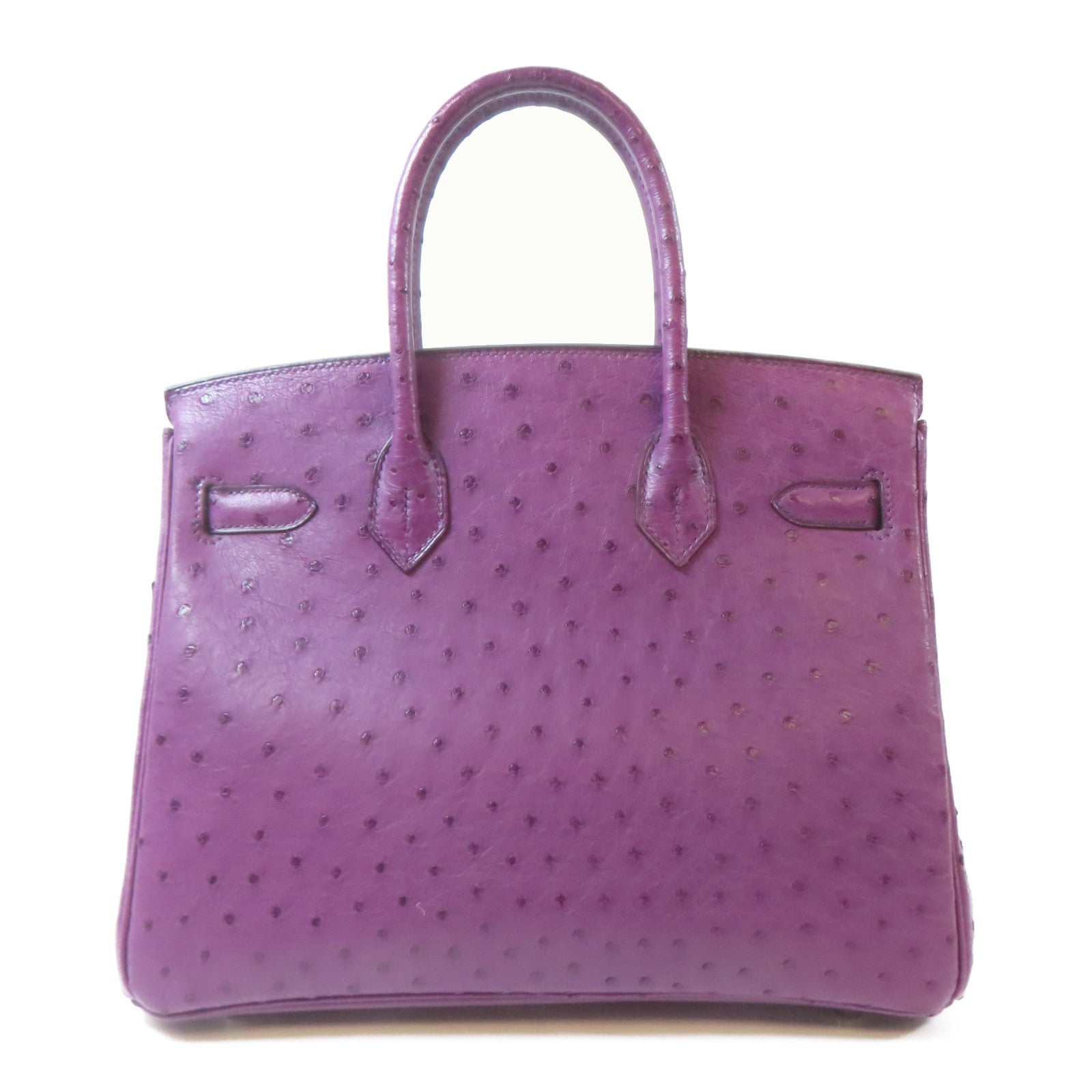 HERMES 【激減優惠】鴕鳥皮革Birkin 30銀扣手挽袋Iris/藍紫色