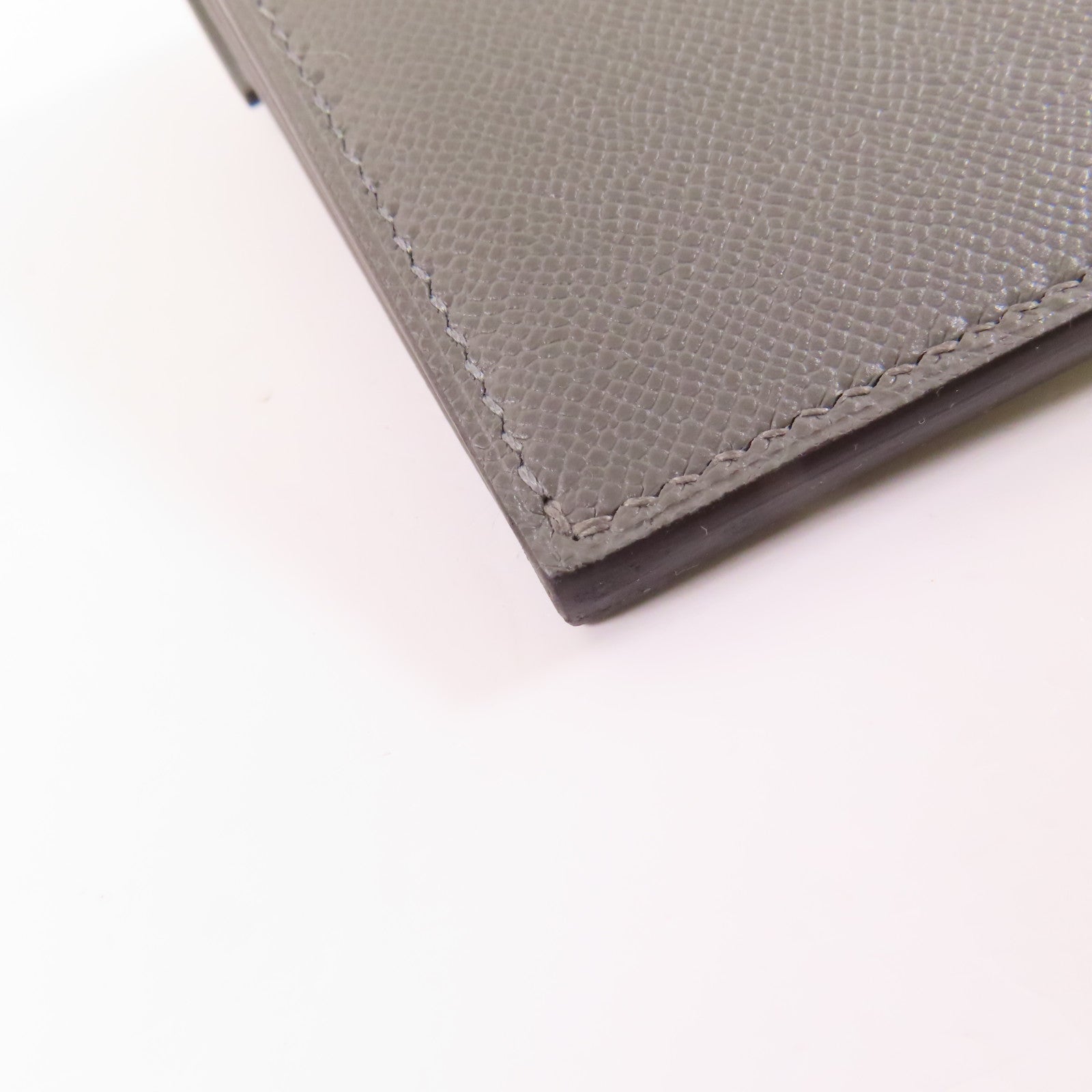 HERMES Madame皮革Kelly Pocket Long Wallet銀扣長錢包Gris Meyer
