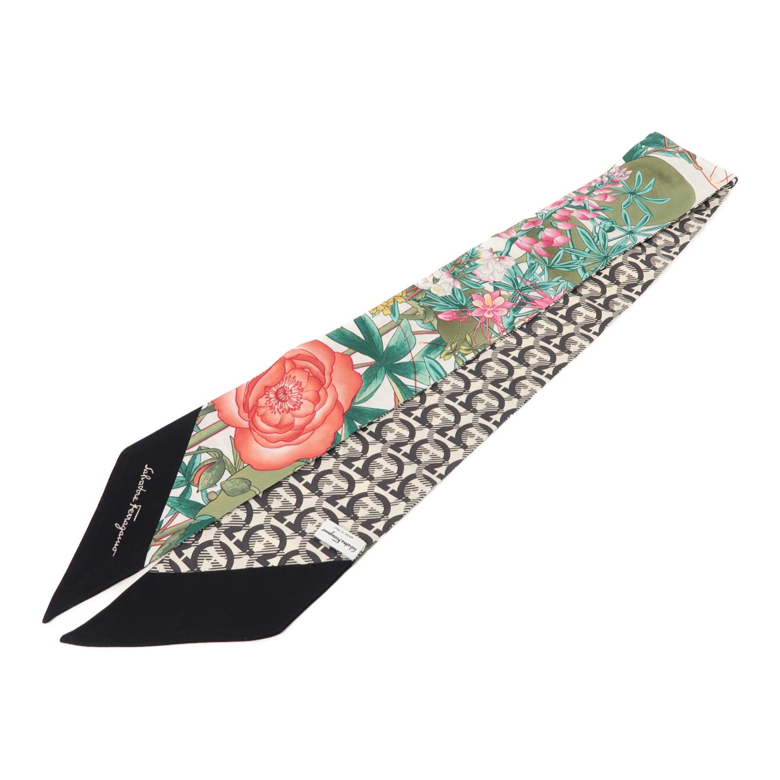 Salvatore Ferragamo 【激減優惠】絲質Scarf絲巾白色/黑色
