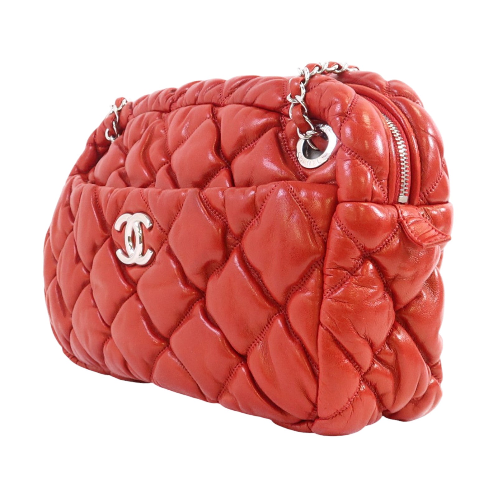 CHANEL 羊皮皮革Chain Shoulder銀扣鏈帶肩背袋