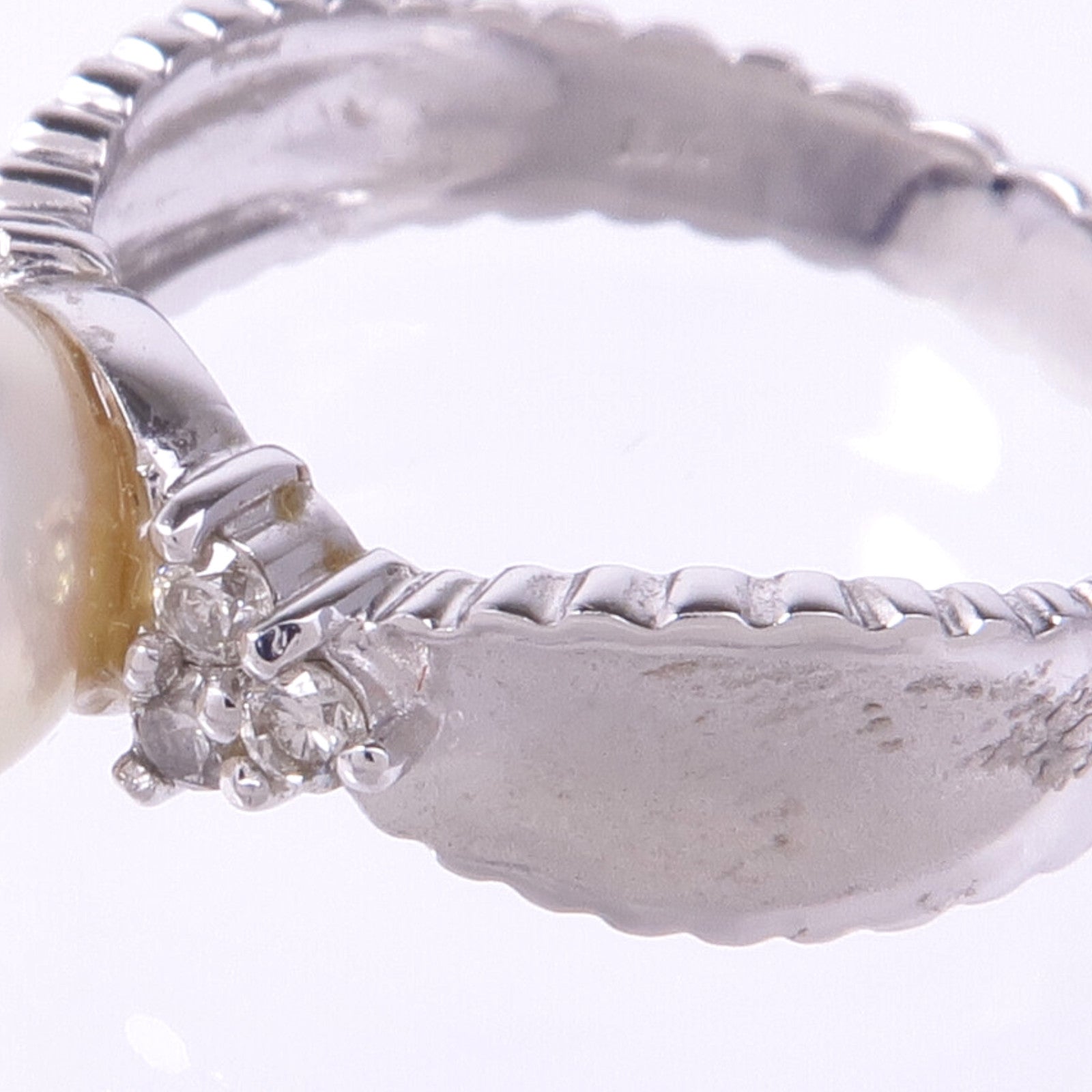 JEWELRY 18K白金Pearl Diamond Ring珍珠/鑽石戒指US#6.5