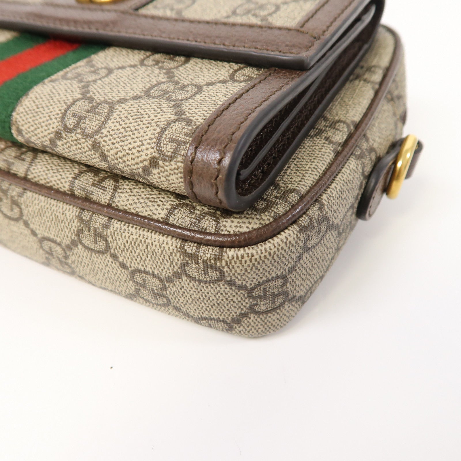 GUCCI 塗層帆布Ophidia金扣肩背袋啡色