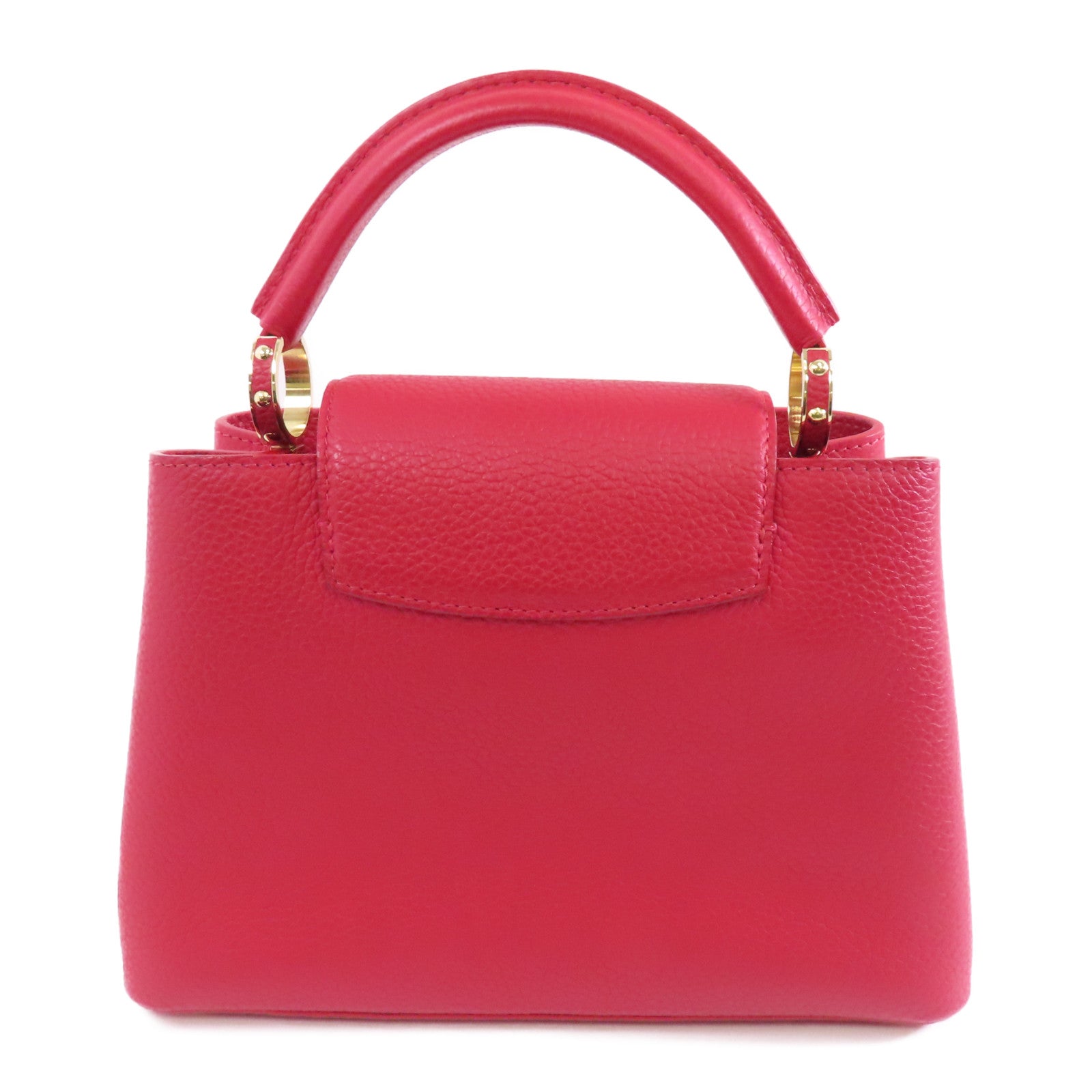 LOUIS VUITTON Taurillon Capucines BB金扣手挽肩背兩用袋紅色