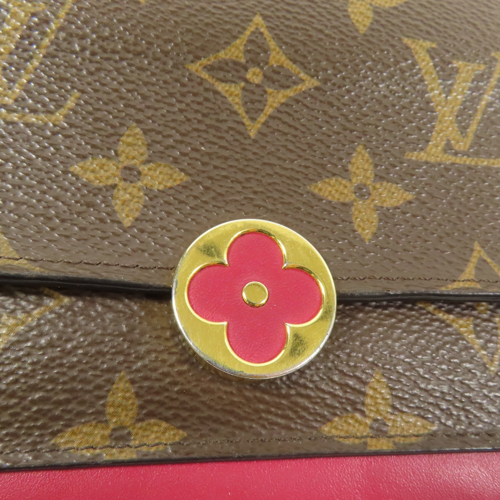 LOUIS VUITTON 【激減優惠】Monogram Portefeuille Flore金扣鏈帶肩背袋