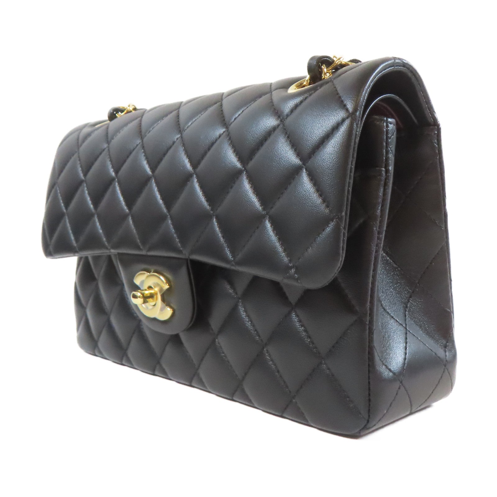 CHANEL 【激減優惠】菱格羊皮皮革Classic Flap 23cm金扣鏈帶肩背袋黑色