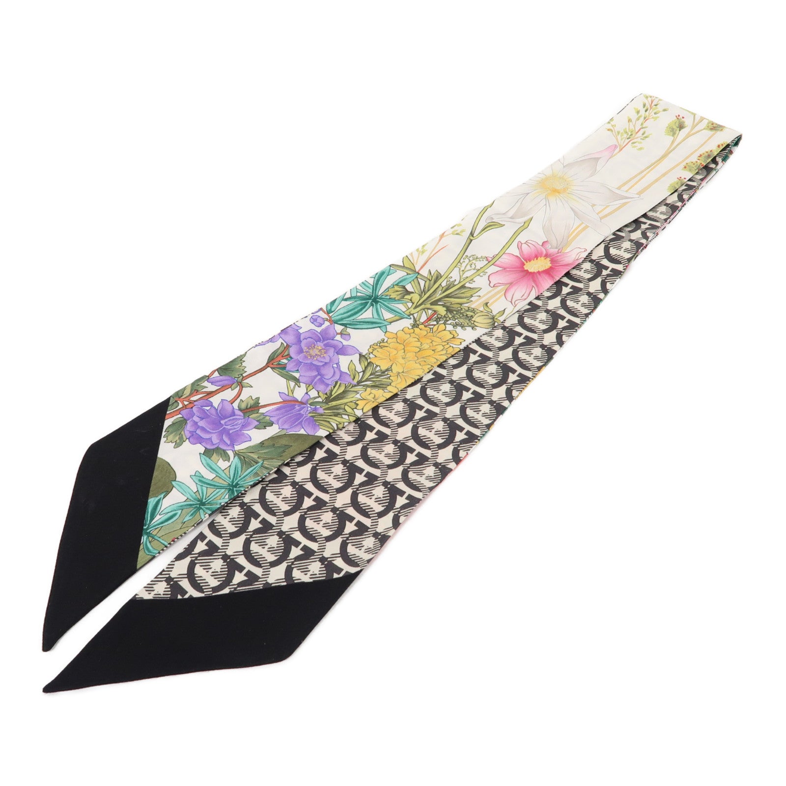 Salvatore Ferragamo 【激減優惠】絲質Scarf絲巾白色/黑色