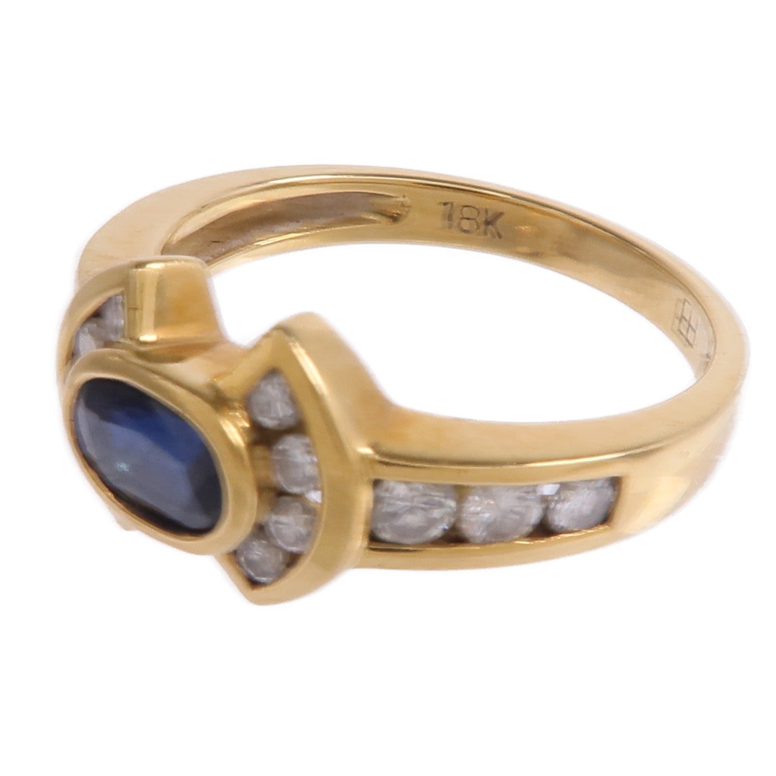 JEWELRY 【激減優惠】18K黃金Sapphire Diamond Ring藍寶石/鑽石戒指US#6.25