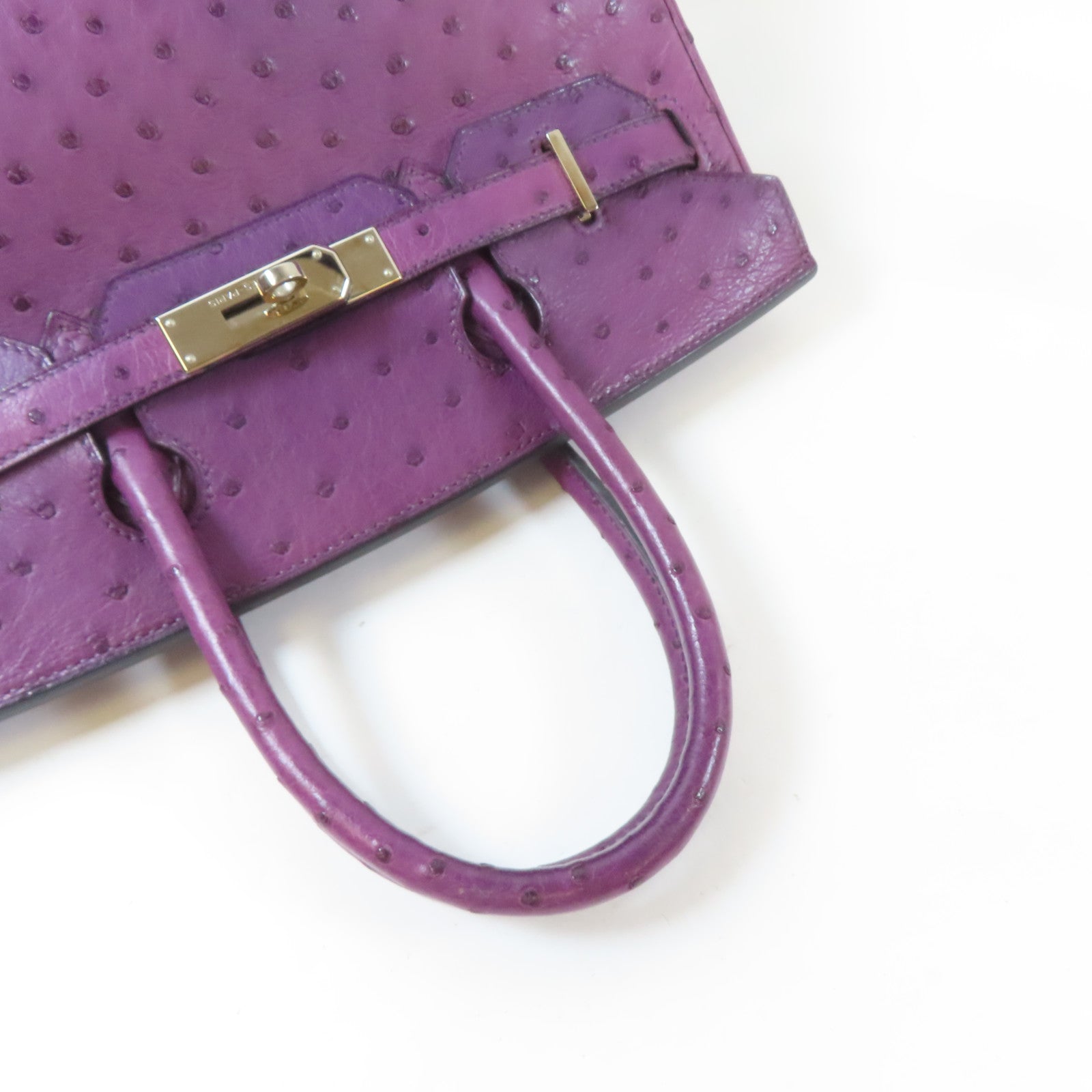 HERMES 【激減優惠】鴕鳥皮革Birkin 30銀扣手挽袋Iris/藍紫色
