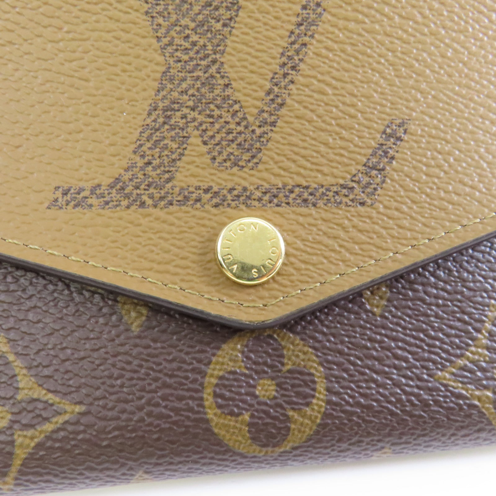 LOUIS VUITTON Monogram Giant Reverse Sarah Wallet金扣長錢包棕色
