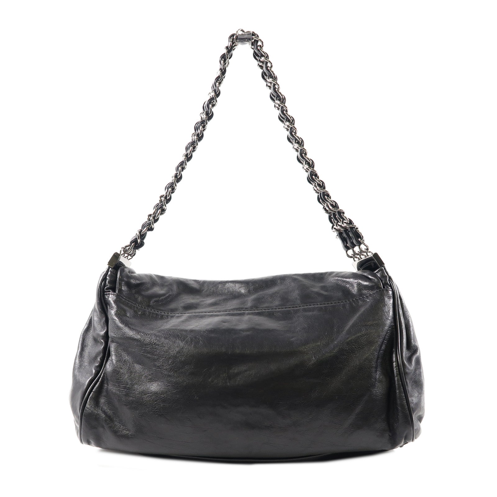 CHANEL 【激減優惠】牛皮皮革Shoulder Bag銀扣鏈帶肩背袋黑色