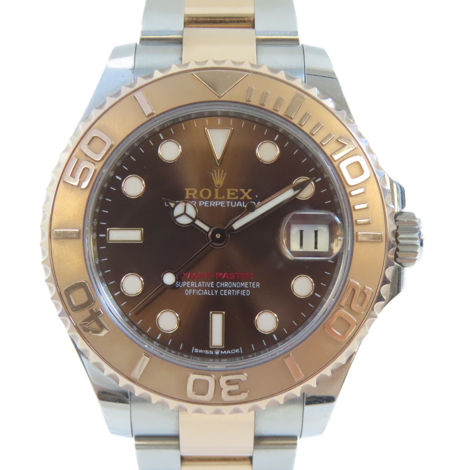 ROLEX Yacht Master18K玫瑰金/不鏽鋼手錶自動機芯銅色#16.5cm