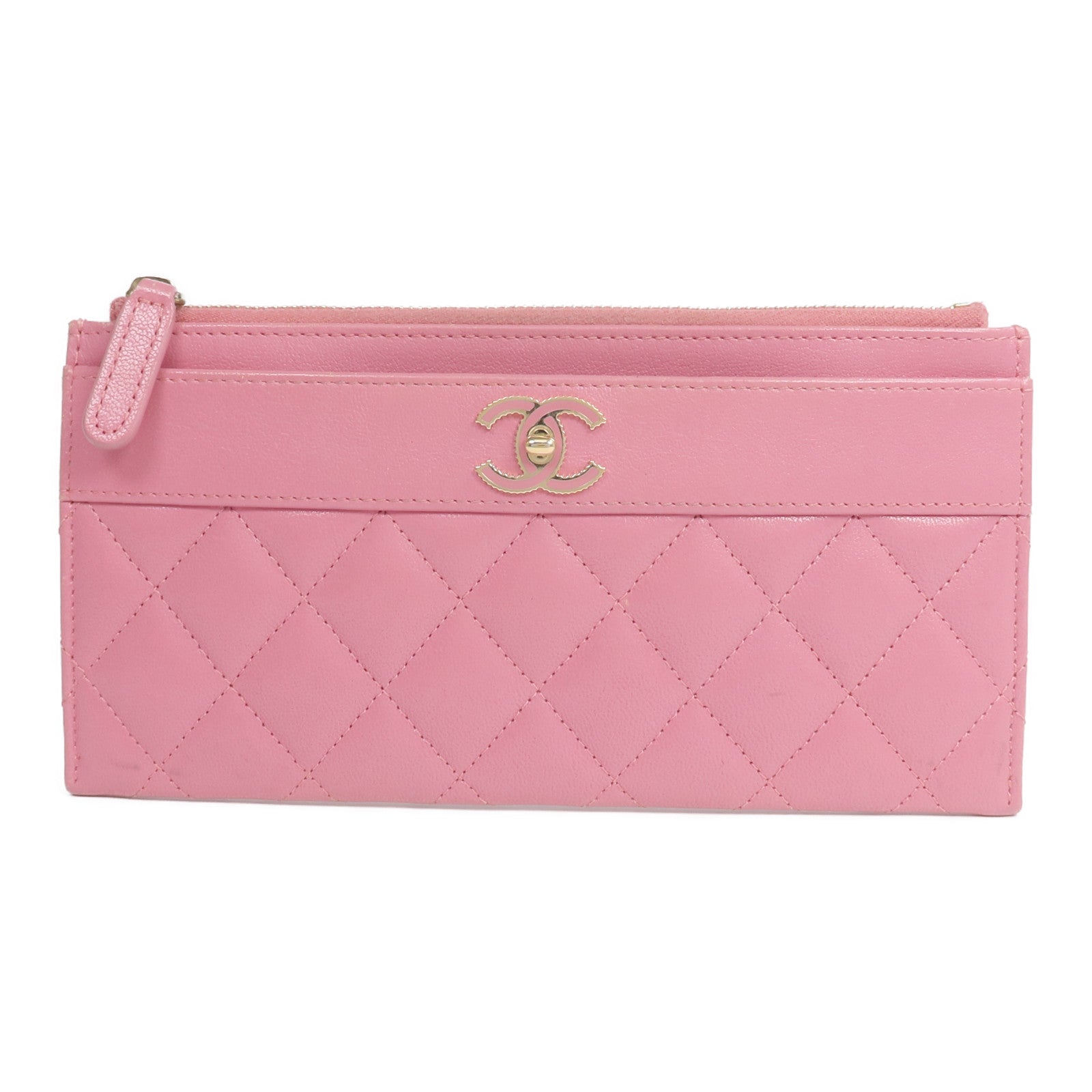 CHANEL 牛皮皮革Long Wallet金扣長錢包