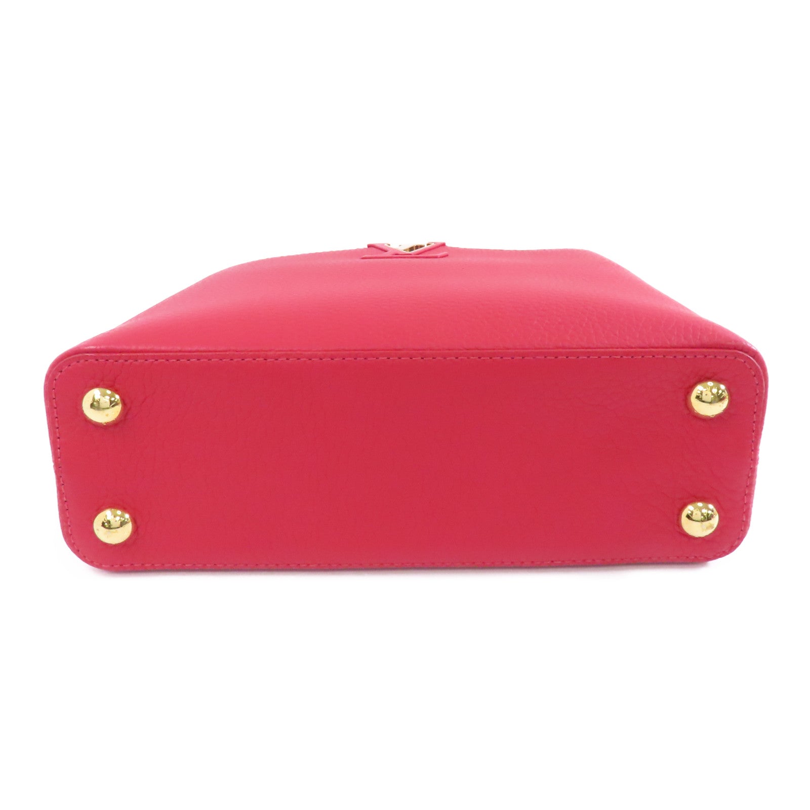 LOUIS VUITTON Taurillon Capucines BB金扣手挽肩背兩用袋紅色