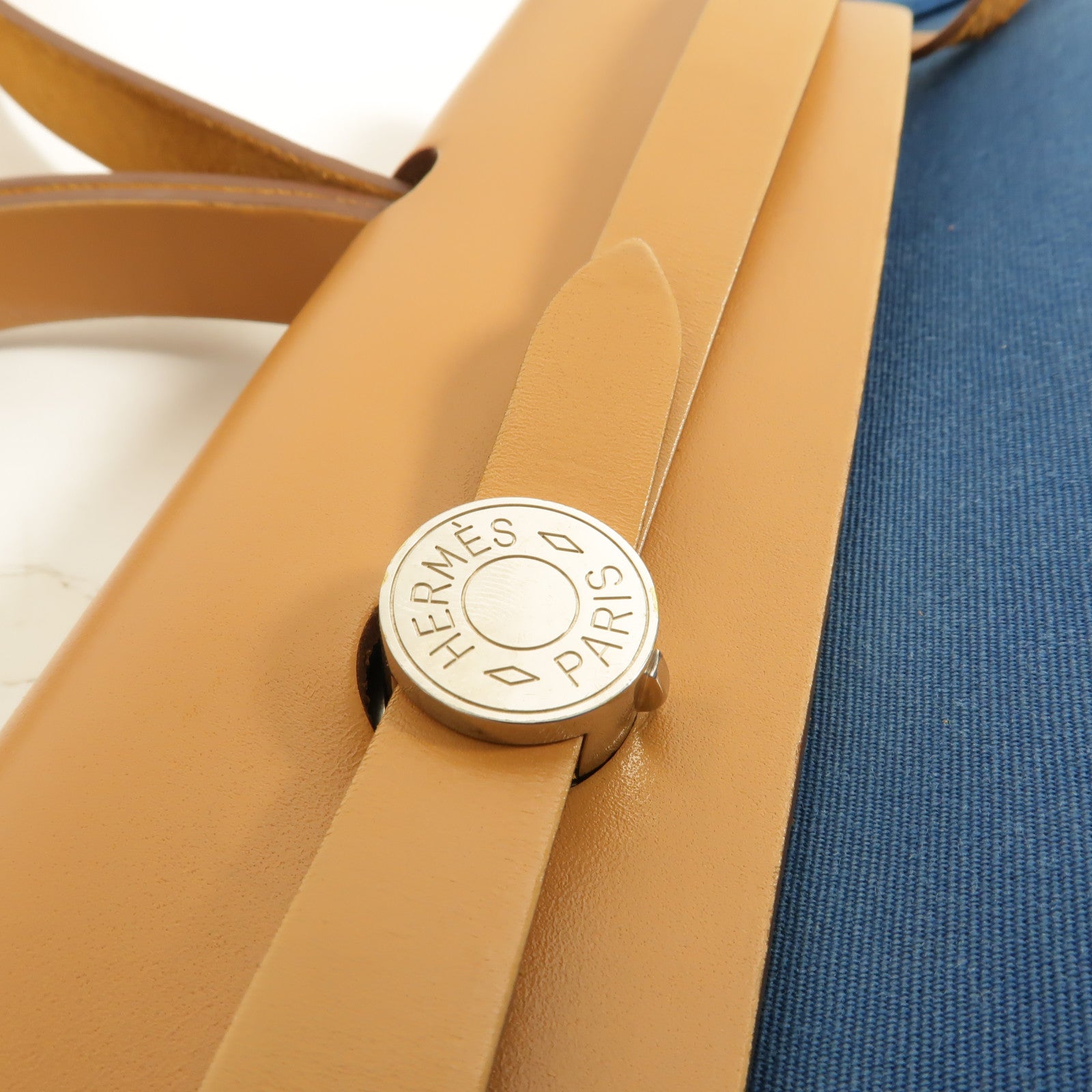 HERMES 帆布Herbag PM手挽肩背兩用袋Bleu Izmir