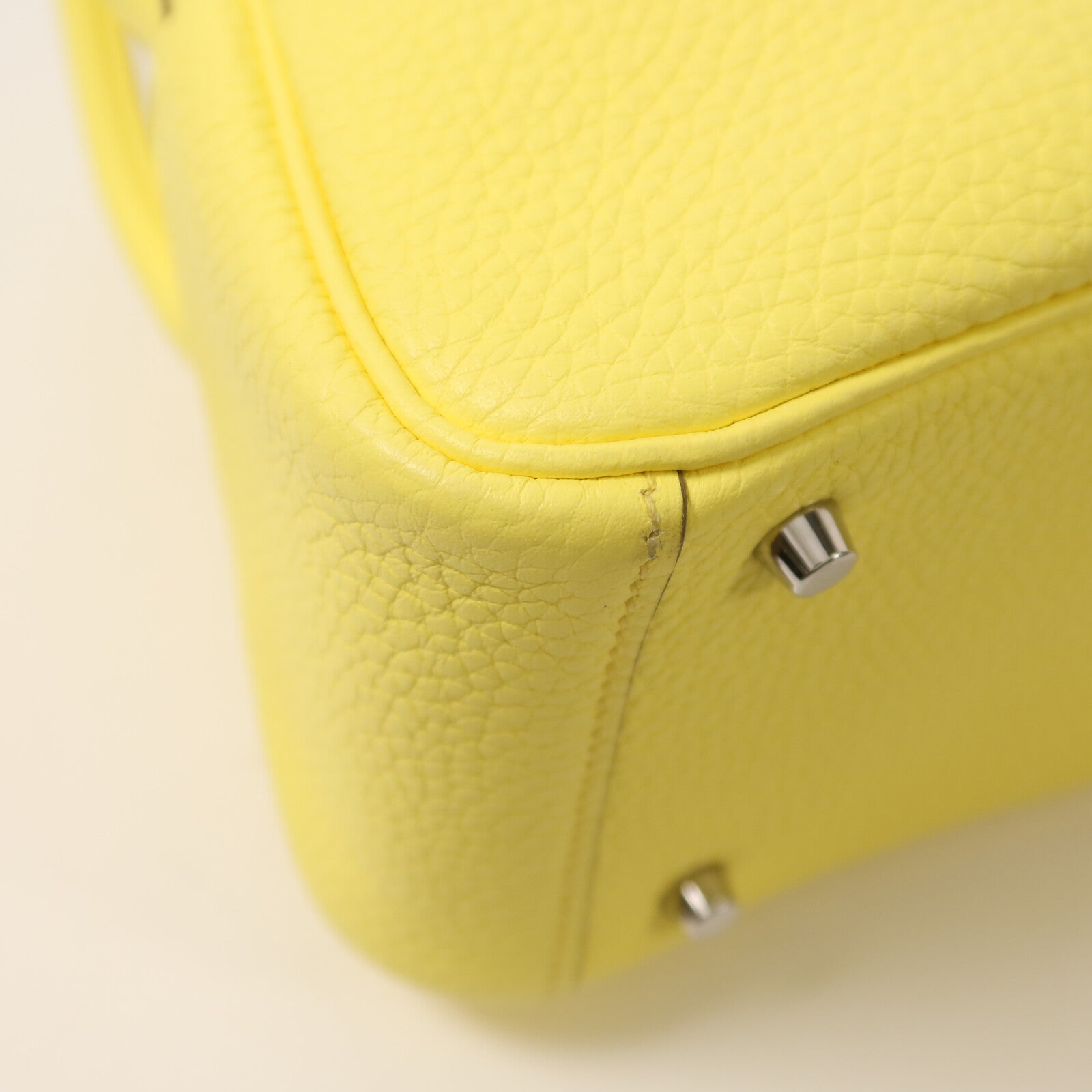 HERMES Clemence皮革Mini Lindy銀扣手挽肩背兩用袋Lime