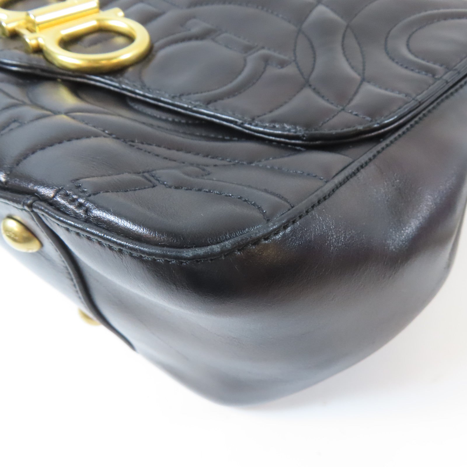 Salvatore Ferragamo 牛皮皮革2 Way Chain Shoulder Bag金扣鏈帶手挽肩背兩用袋黑色