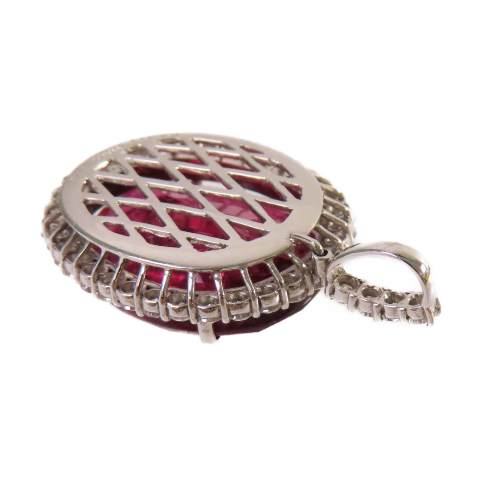 JEWELRY 【激減優惠】PT900鉑金/24.311ct紅碧璽/1.54ct鑽石Rubellite Pendant Top吊墜頭扣