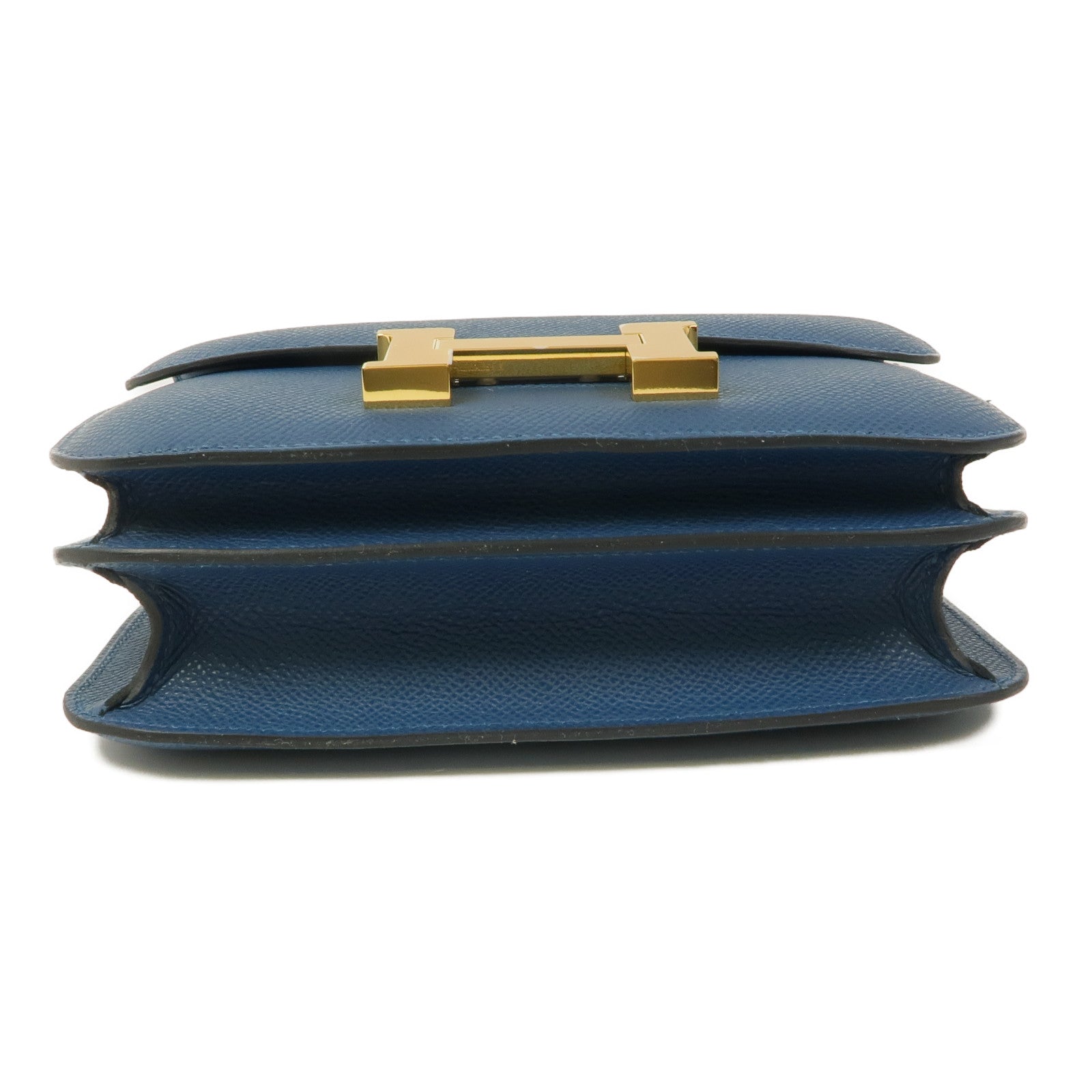 HERMES 【激減優惠】Epsom皮革Constance Mini金扣肩背袋Blue
